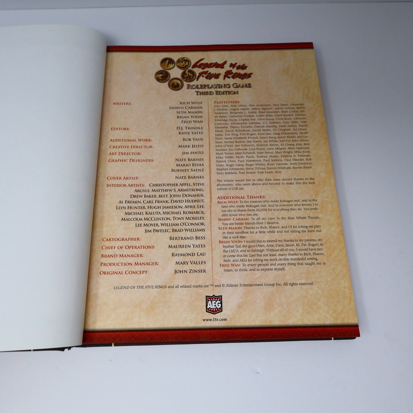 2005 Legend of the Five Rings L5R by AEG Fantasy RPG 3rd Ed Book Hardcover HC