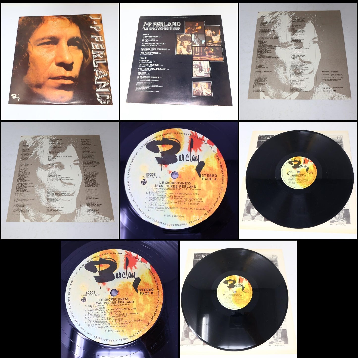 Jean-Pierre Ferland Lot 10 Disques Soleil/Jaune/Androgyne/Vierges Du Québec LP