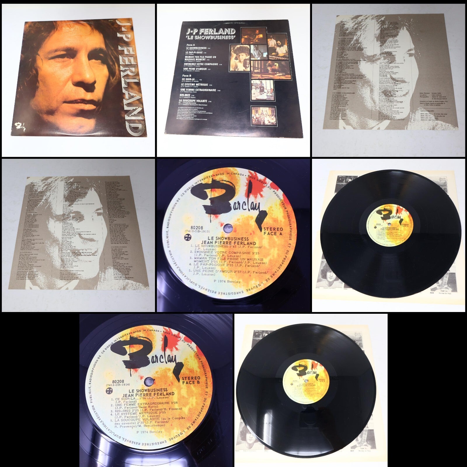 Jean-Pierre Ferland Lot 10 Disques Soleil/Jaune/Androgyne/Vierges Du Québec LP