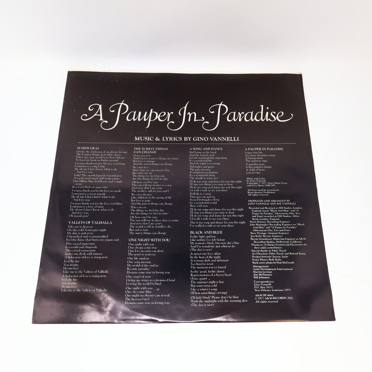 Gino Vannelli A Pauper In Paradise LP Record + Poster A&M SP-4664 Canada 1977