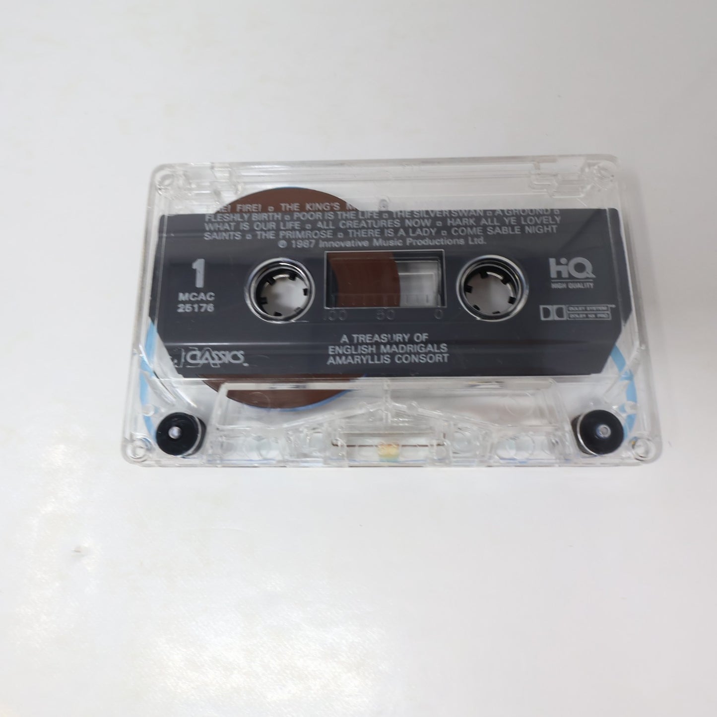 A Treasury Of English Madrigals Cassette Amaryllis Consort/Brett/Aldwinckle 1988