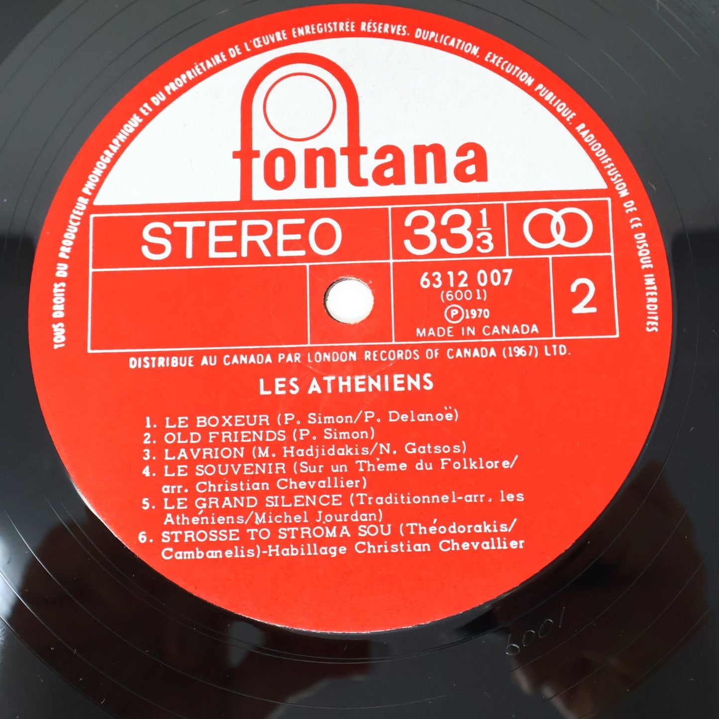 Les Athéniens Au Jardin Du Souvenir 12" LP Record 1970 Fontana Pop 6312.007 VG+