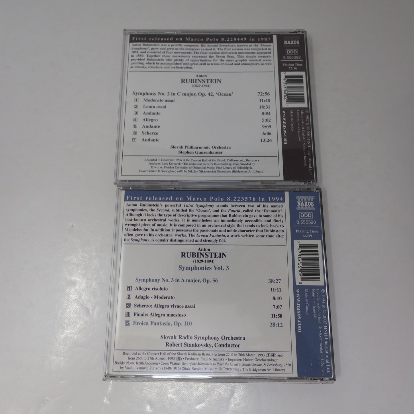 Anton Rubinstein Symphonies 2-3 Ocean/Eroica Fantasia/Piano Concertos 3 CD Lot