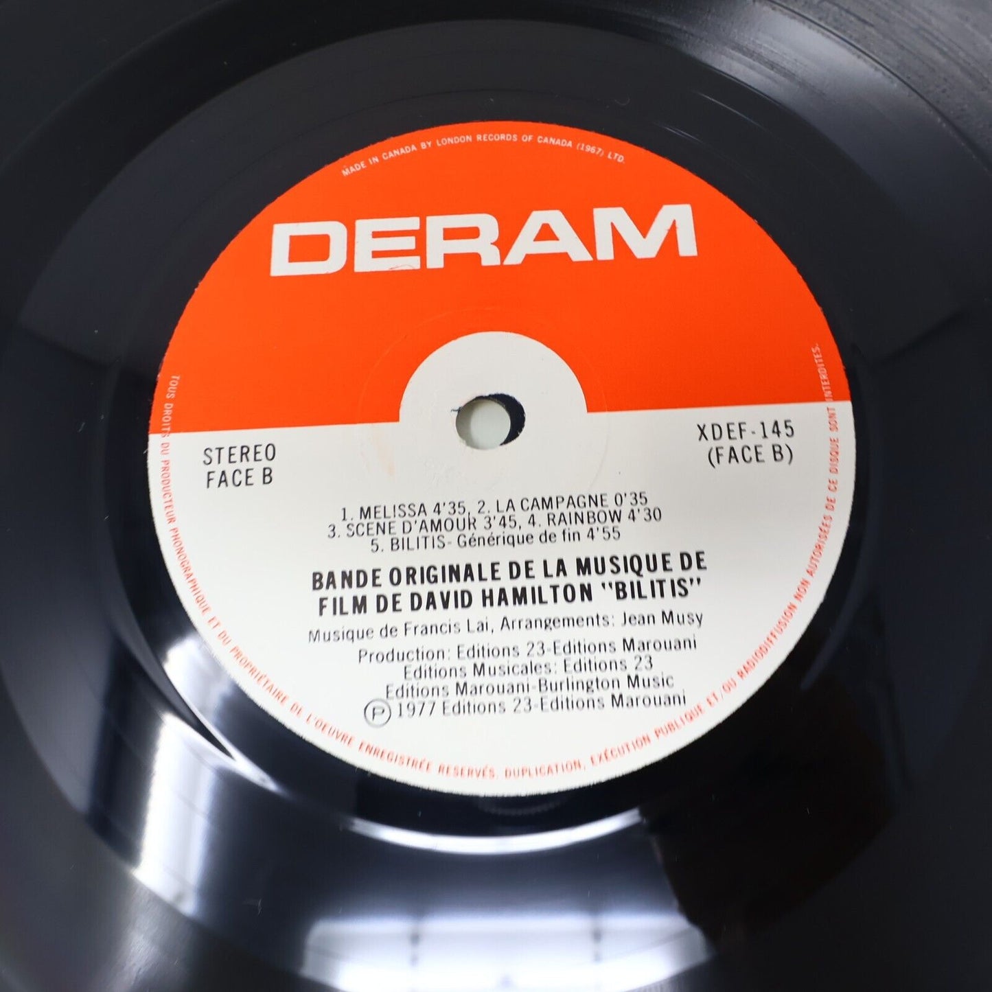 Francis Lai Bilitis Musique Film SoundTrack LP Disque XDEF-145 David Hamilton