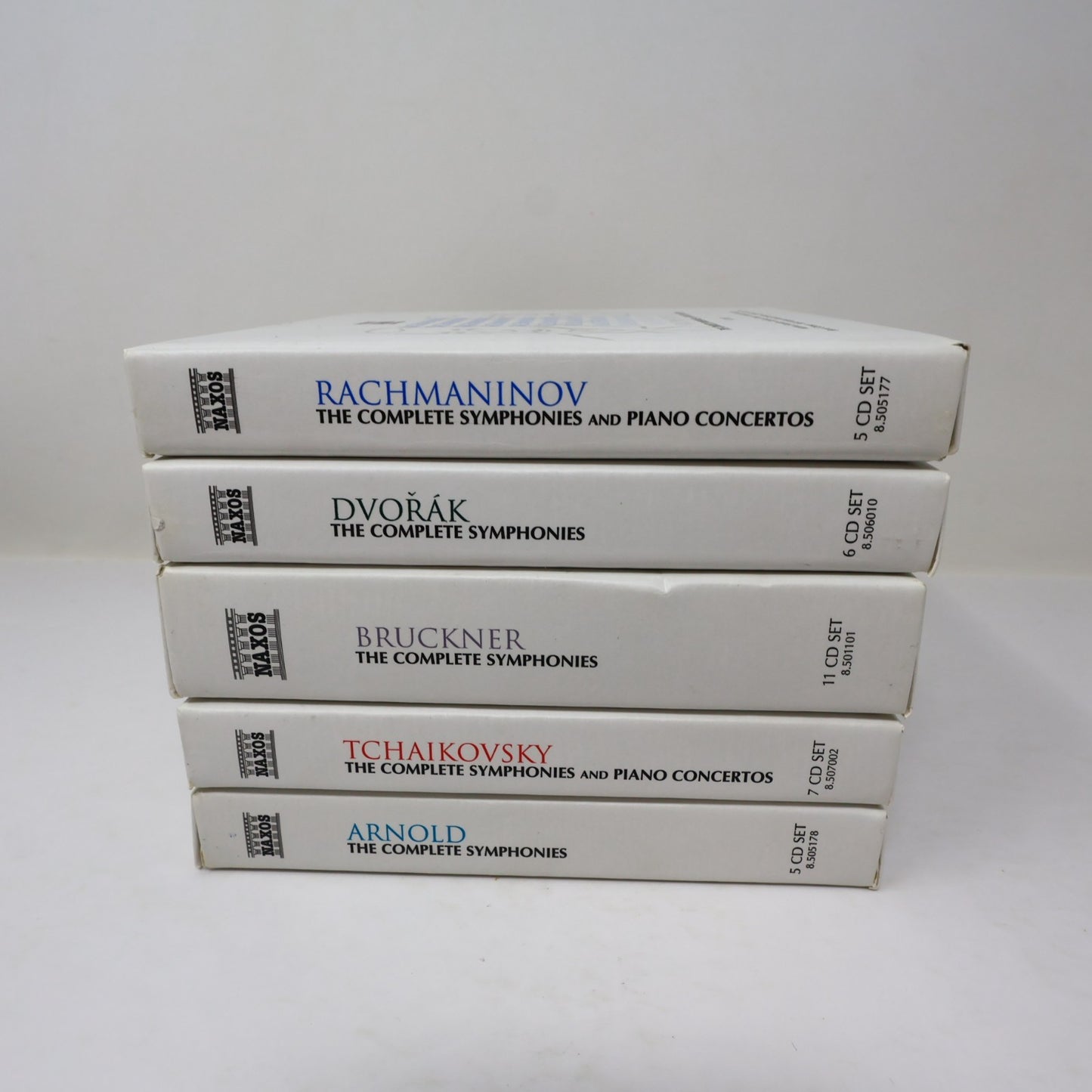 Naxos The Complete Symphonies 5 Box CD Lot Rachmaninov/Dvorak/Tchaikovsky/Arnold