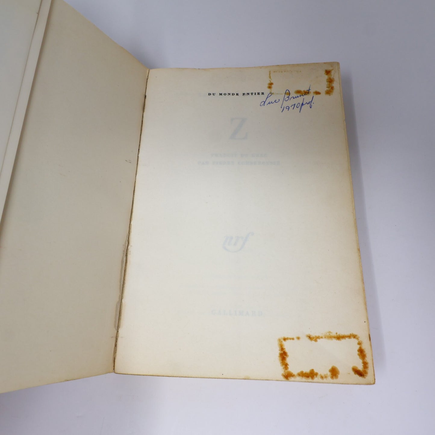 Vassilis Vassilikos Lot 2 Livres Gallimard/Nrf L'Eau de Kos/Z Fiction Historique