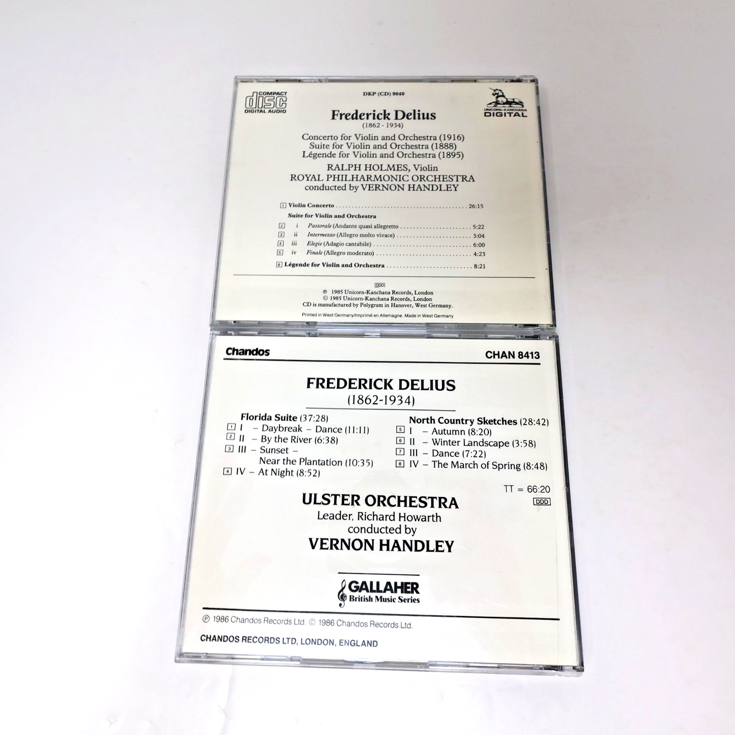 Frederick Delius 2 CD Lot Violin Concerto/Suite/Legende/Florida Suite V. Handley