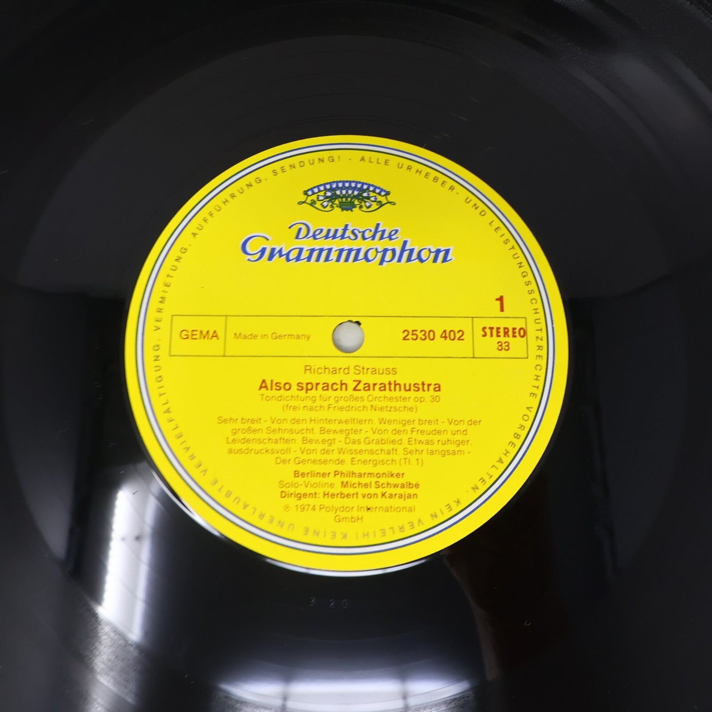 Herbert von Karajan Also Sprach Zarathustra Schwalbé LP Record Vinyl 2530 402