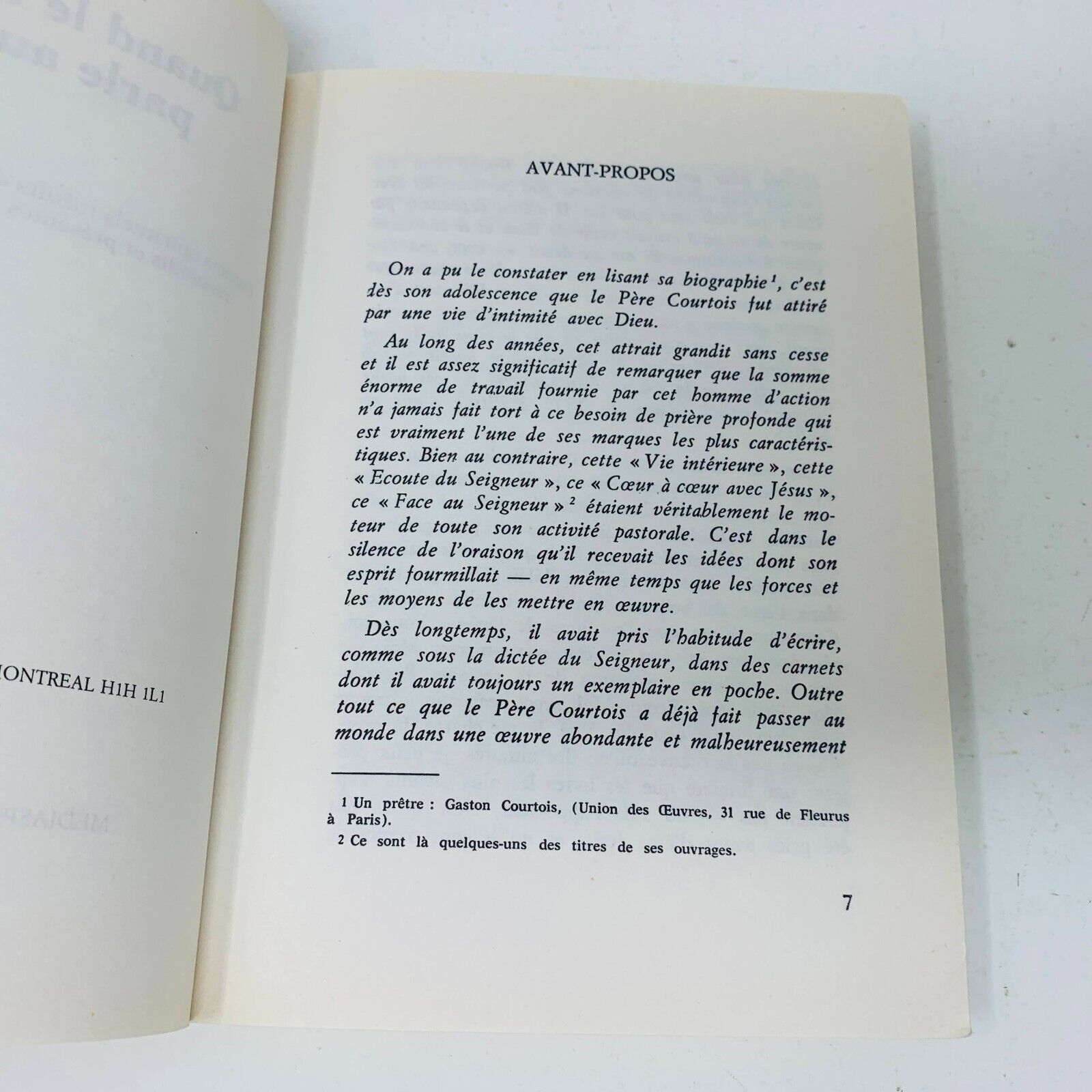 1983 Quand Le Seigneur Parle Au Coeur Carnets Inédits de Gaston Courtois PB