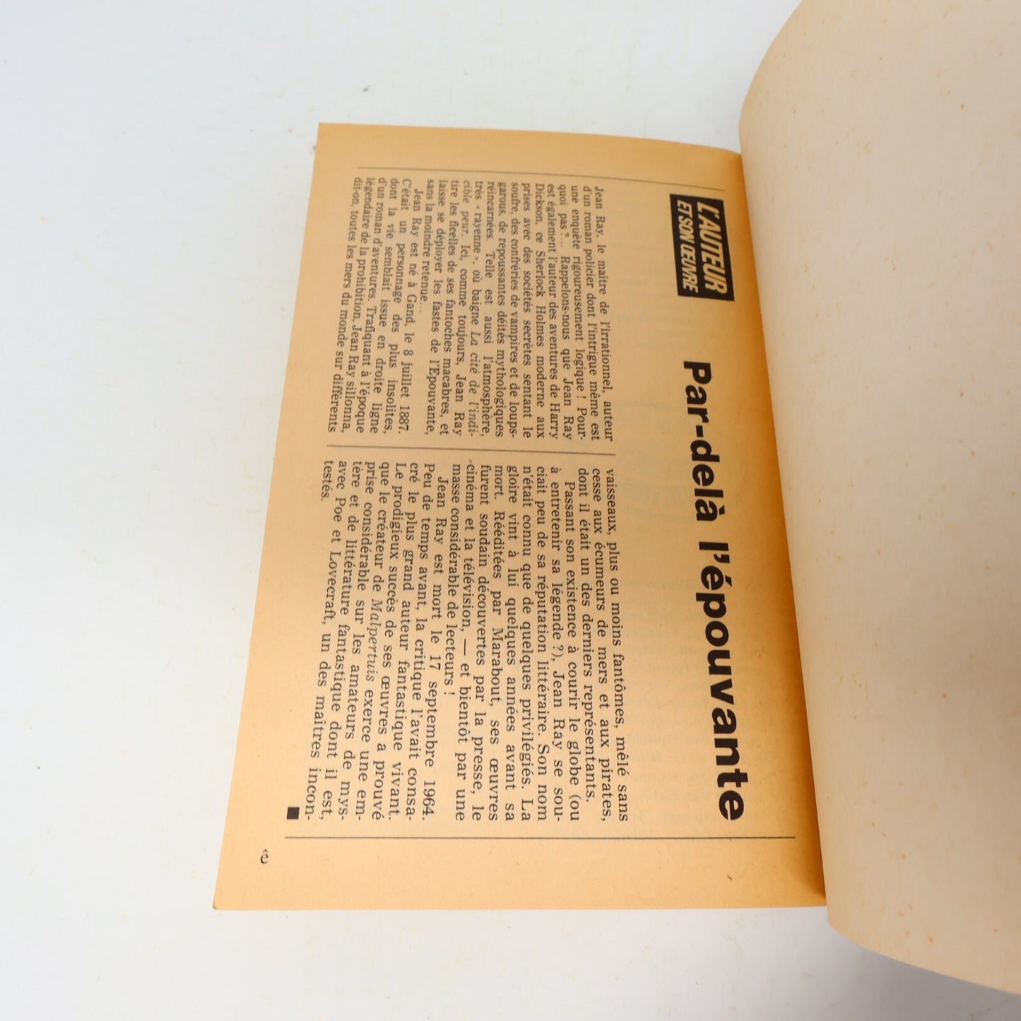 1971 La Cité de l'Indicible Peur Jean Ray Marabout Fantastique Horreur Thriller