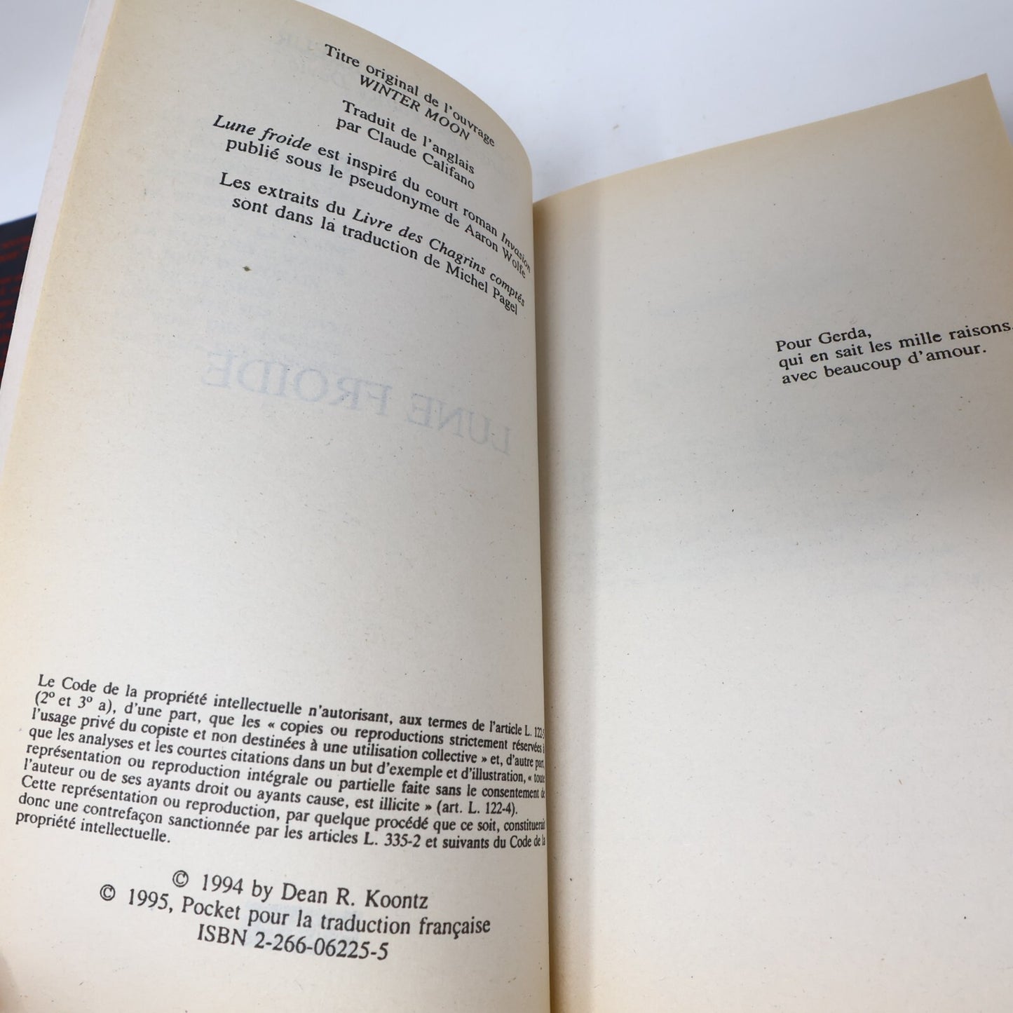 Dean Koontz Lot 4 Livres Yeux des Ténébres/Lune Froide/Nuit des Cafards Français
