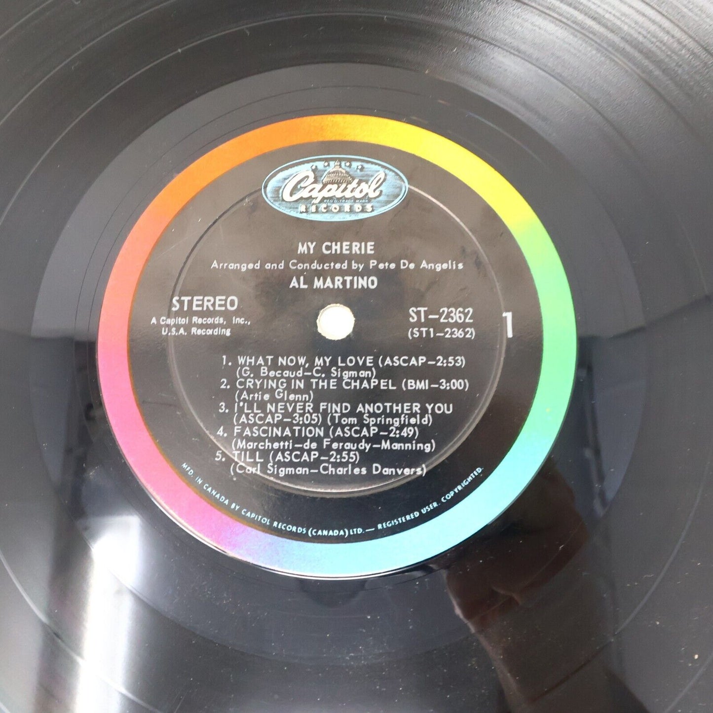 Al Martino My Cherie LP Record Vinyl Capitol ST 2362 Canada 1965 Fascination