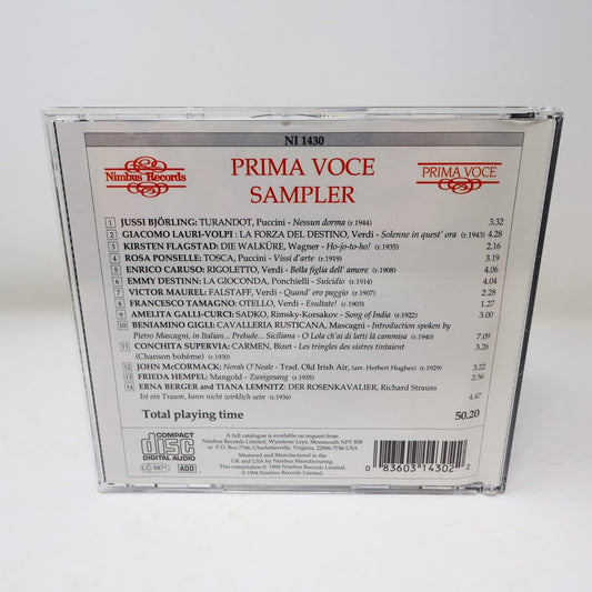 Nimbus Records Prima Voce Sampler CD 1994 Classical Vocal Compilation