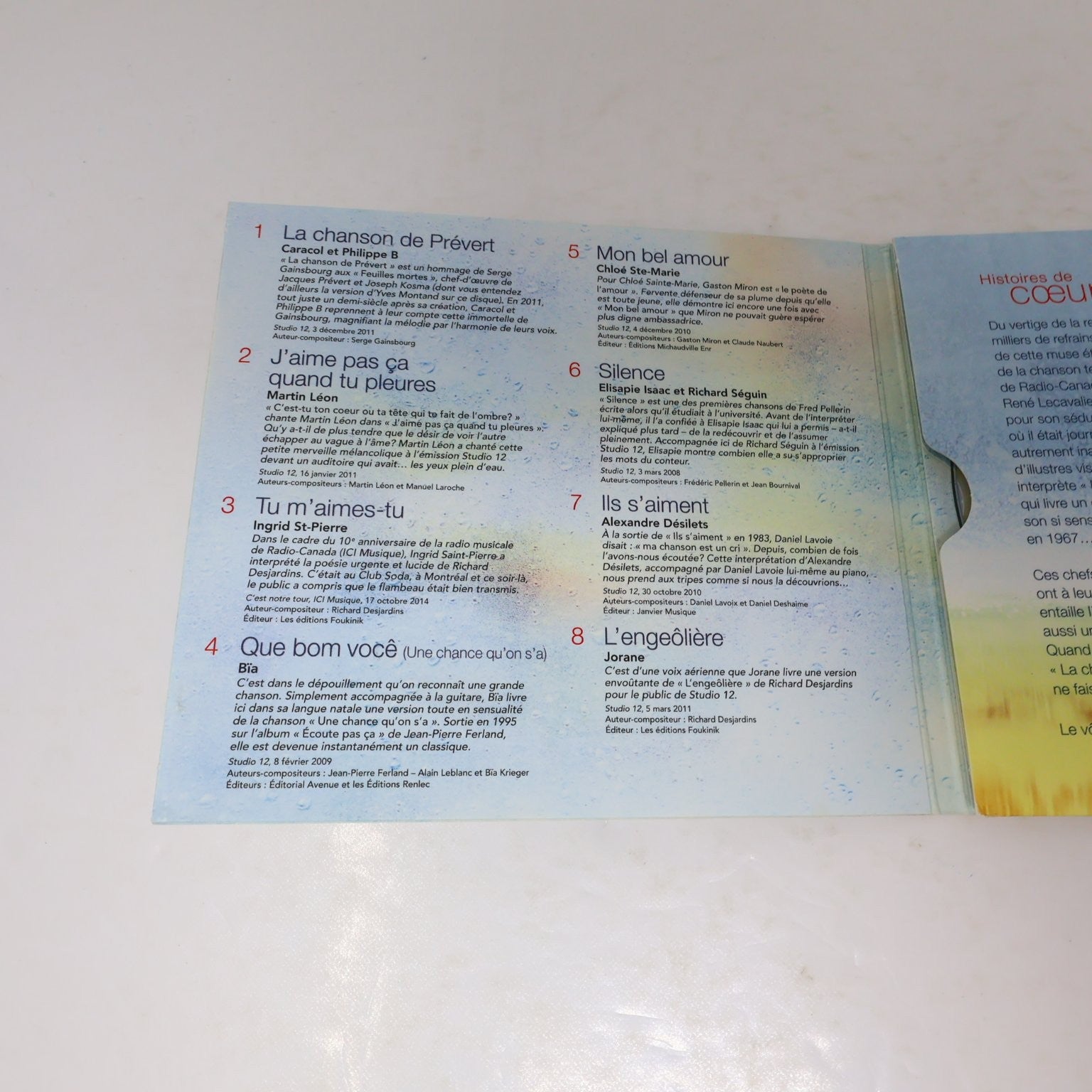 Histoires de Coeur CD 2015 19 Chansons d'Amour French Pop SRC Caracol/Forestier