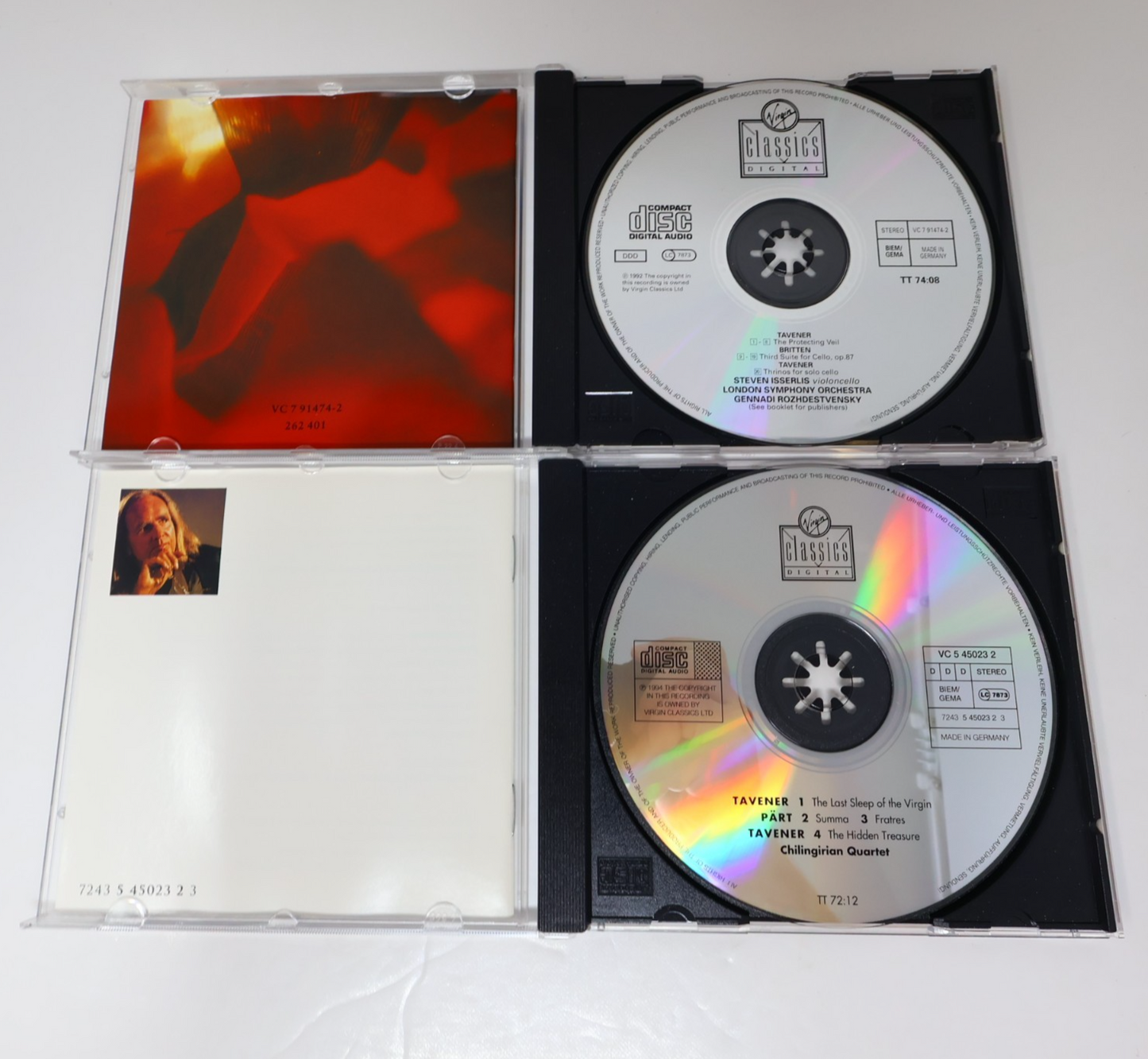 John Tavener/Steven Isserlis 2 CD Lot Protecting Veil/Last Sleep of the Virgin