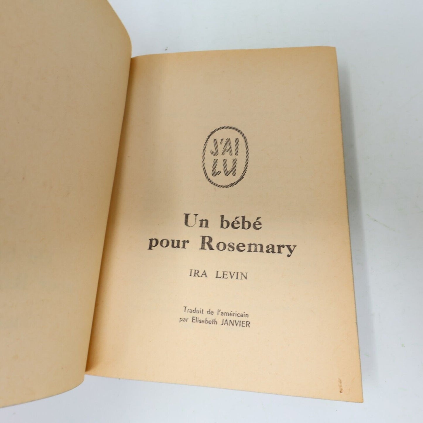 1972 Un Bébé pour Rosemary Ira Levin Horreur Thriller J'ai Lu Français Paperback
