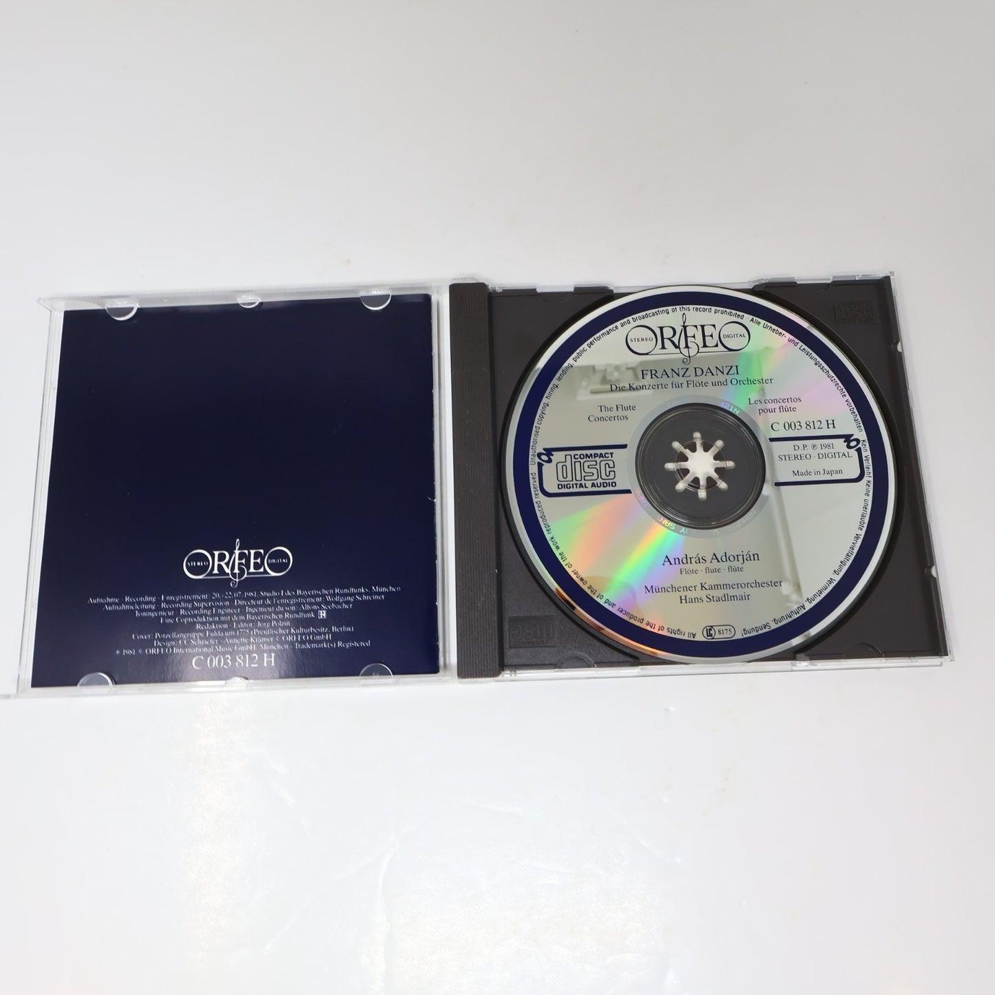 Franz Danzi The Flute Concertos/Sämtliche Flötenkonzerte CD Andras Adorjan Orfeo
