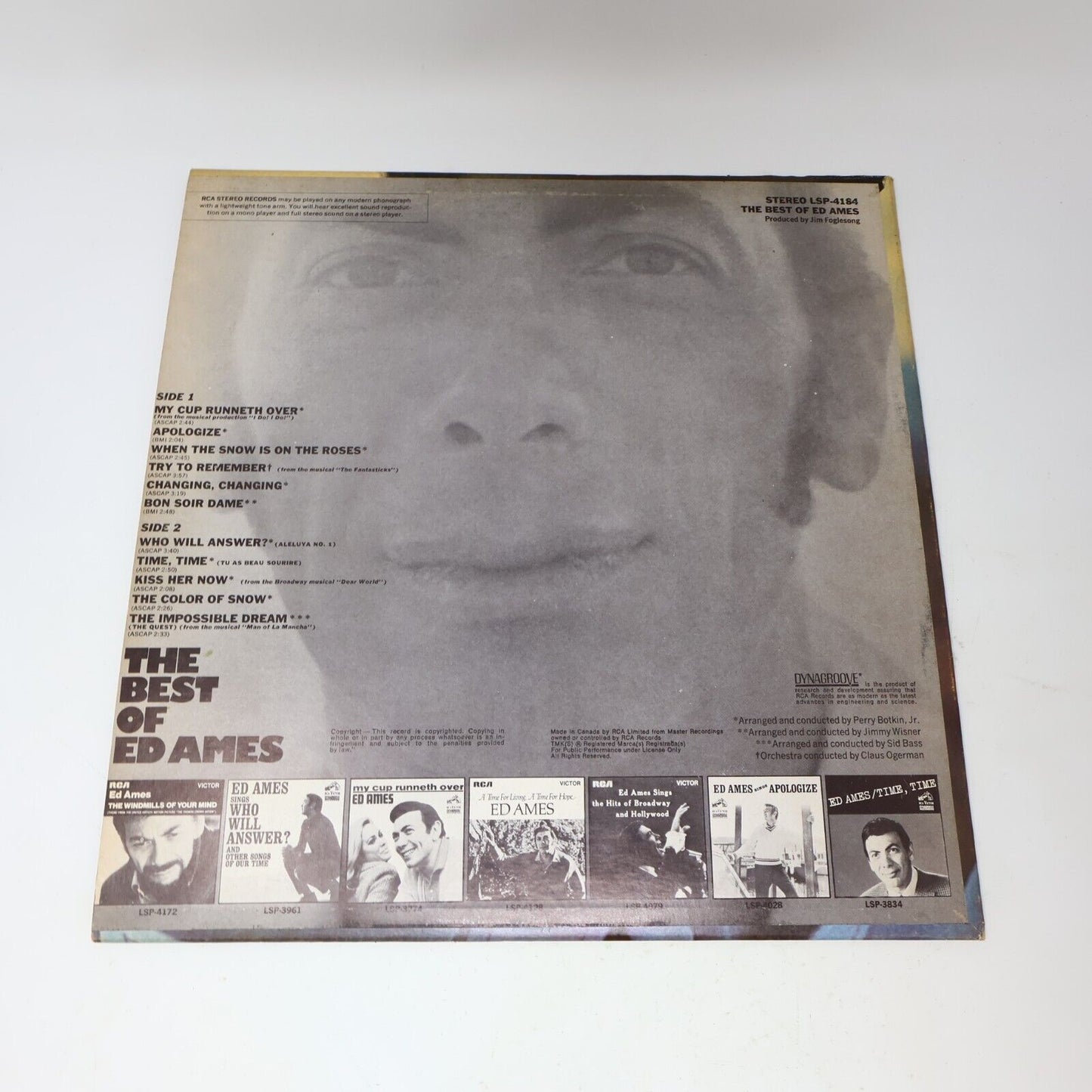 The Best Of Ed Ames LP Vinyl Record RCA LSP 4184 Canada My Cup Runneth Over