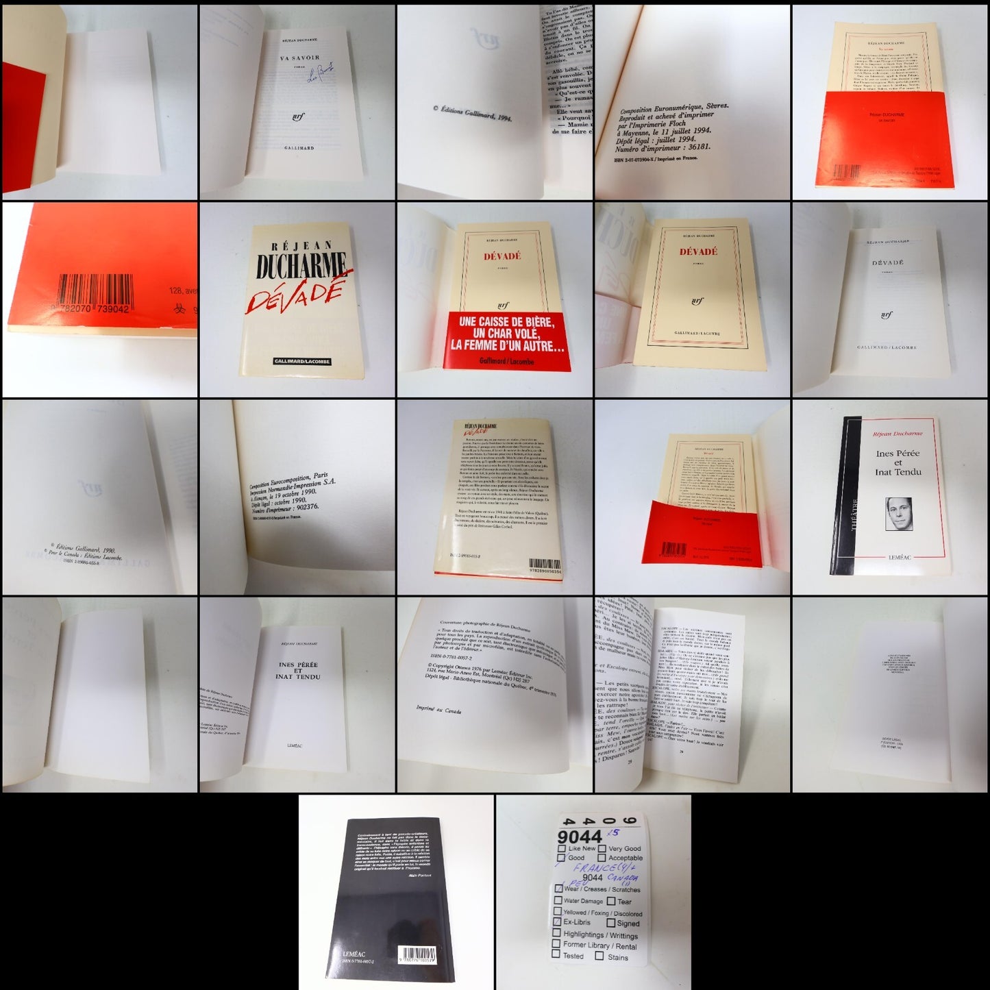 Réjean Ducharme Lot 5 Livres L'Hiver de Force/Dévadé/Nez qui Voque/Va Savoir PB