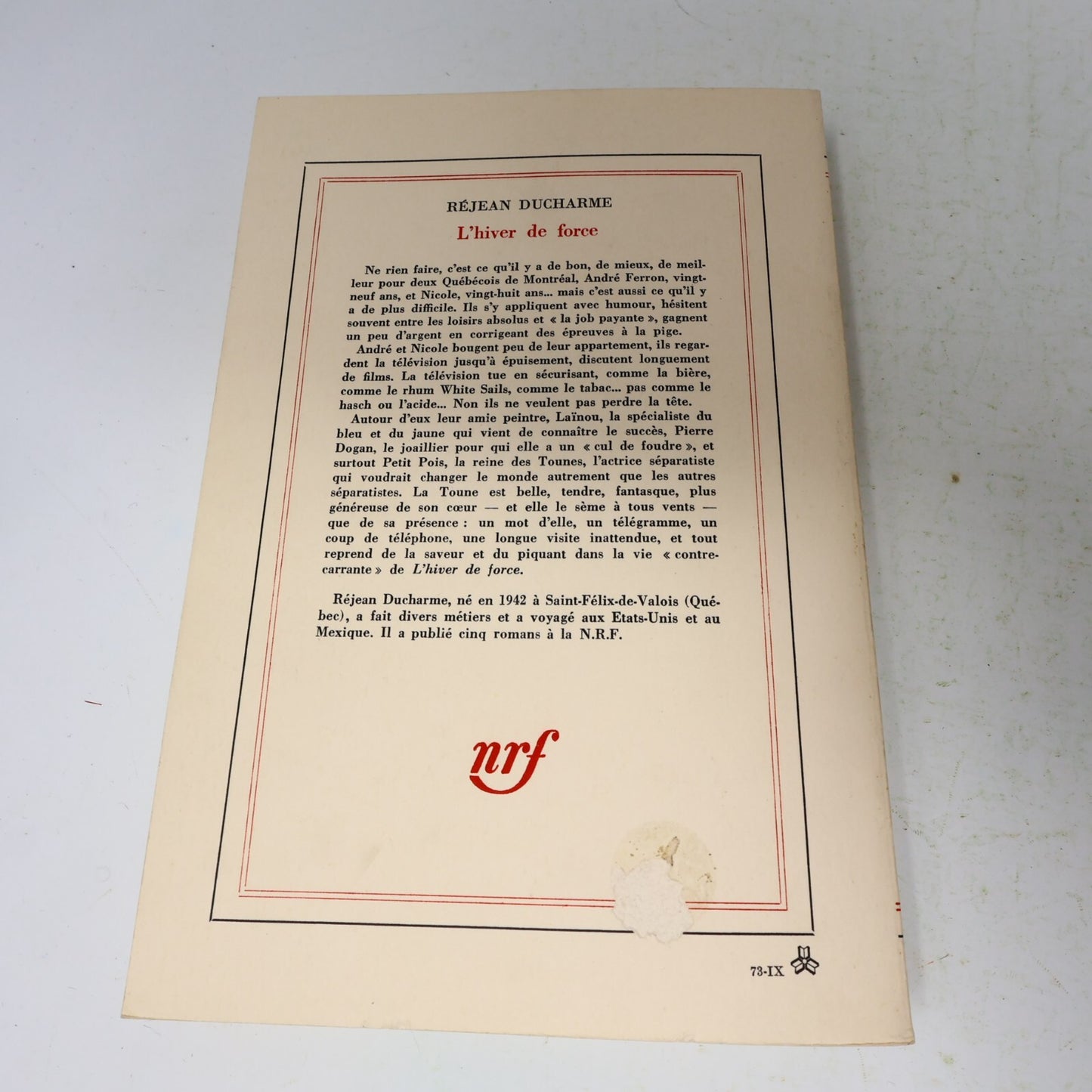 Réjean Ducharme Lot 5 Livres L'Hiver de Force/Dévadé/Nez qui Voque/Va Savoir PB