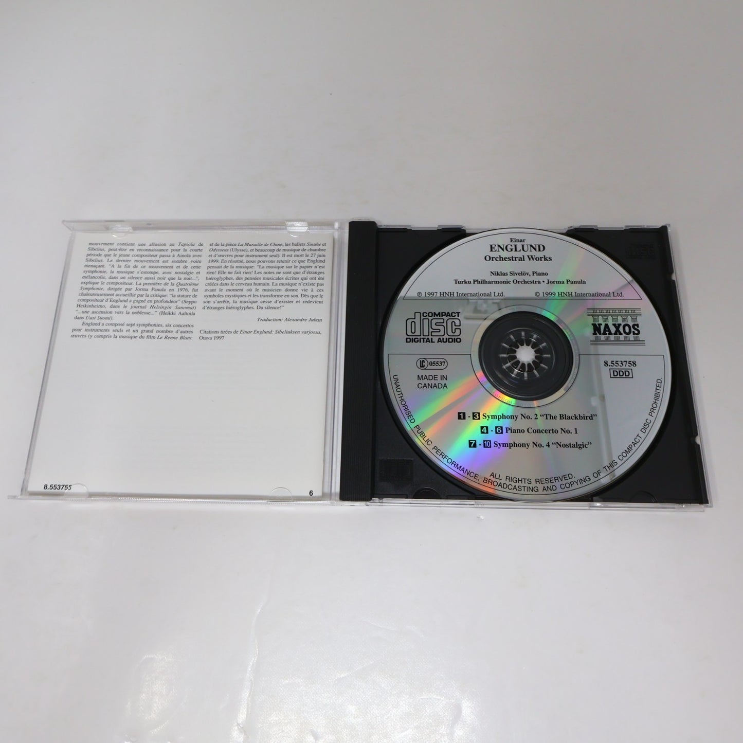 Einar Englund CD Orchestral Works Naxos Niklas Sivelöv/Turku Philharmonic/Panula