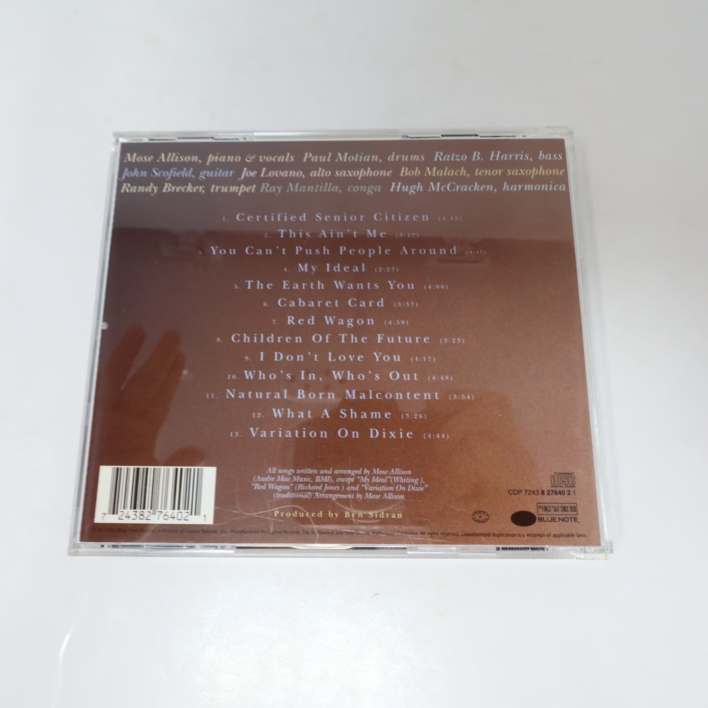 Mose Allison The Earth Wants You CD Blue Note 1994 This Ain't Me/Cabaret Card