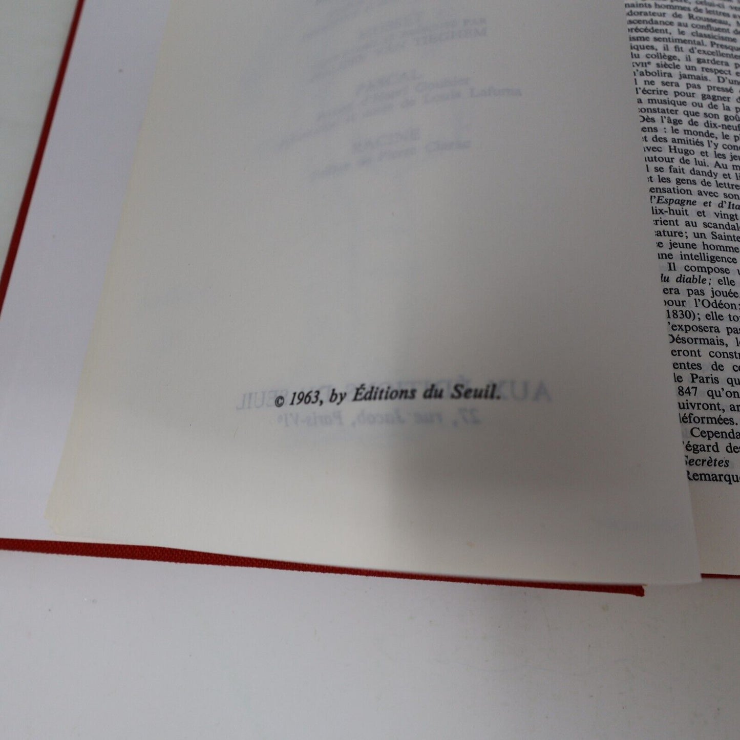 1964 L'Intégrale Musset Oeuvres Complètes de Alfred de Musset Littérature Seuil