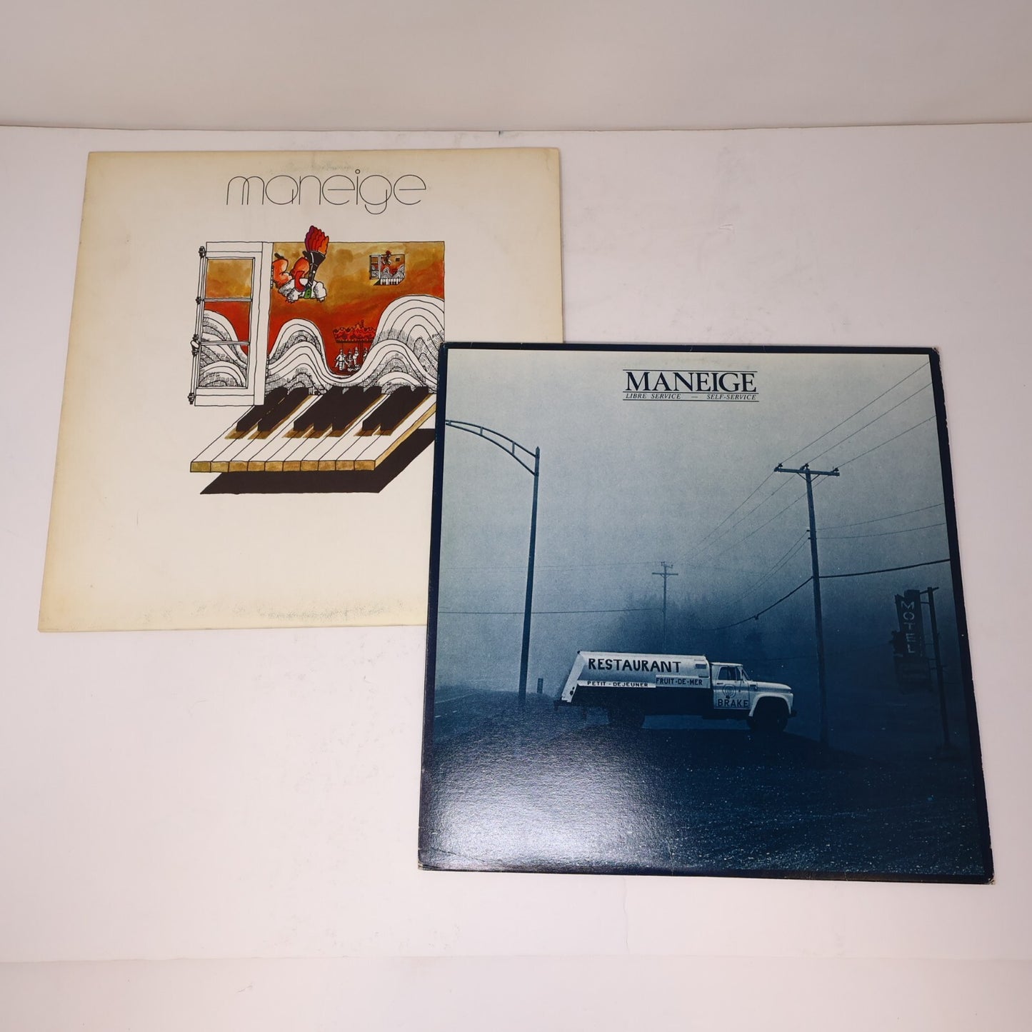 Maneige Lot 2 Disques Libre Service/Éponyme LP Record Vinyl 1975 1978 Prog Rock