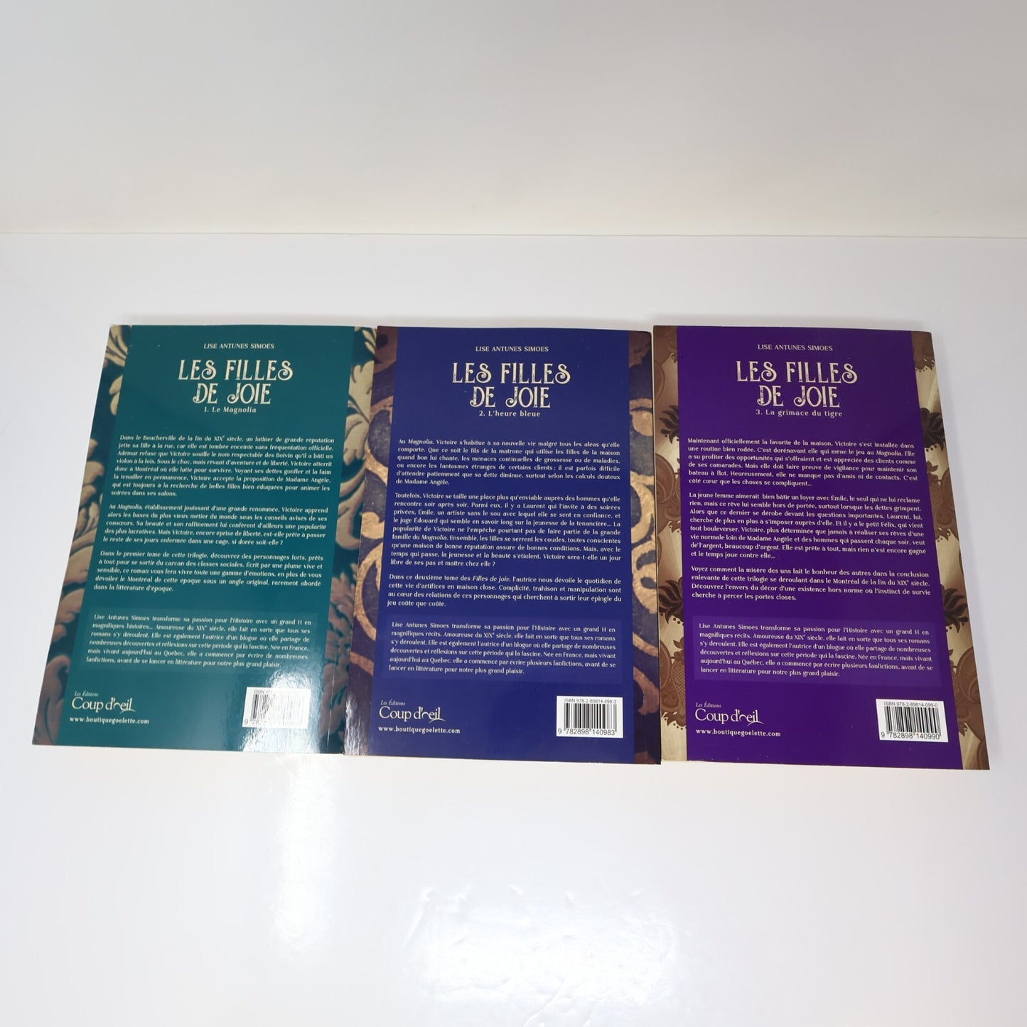 Les Filles de Joie #1-2-3 Lot 3 Livres Lise Antunes Simoes Magnolia/Heure Bleue