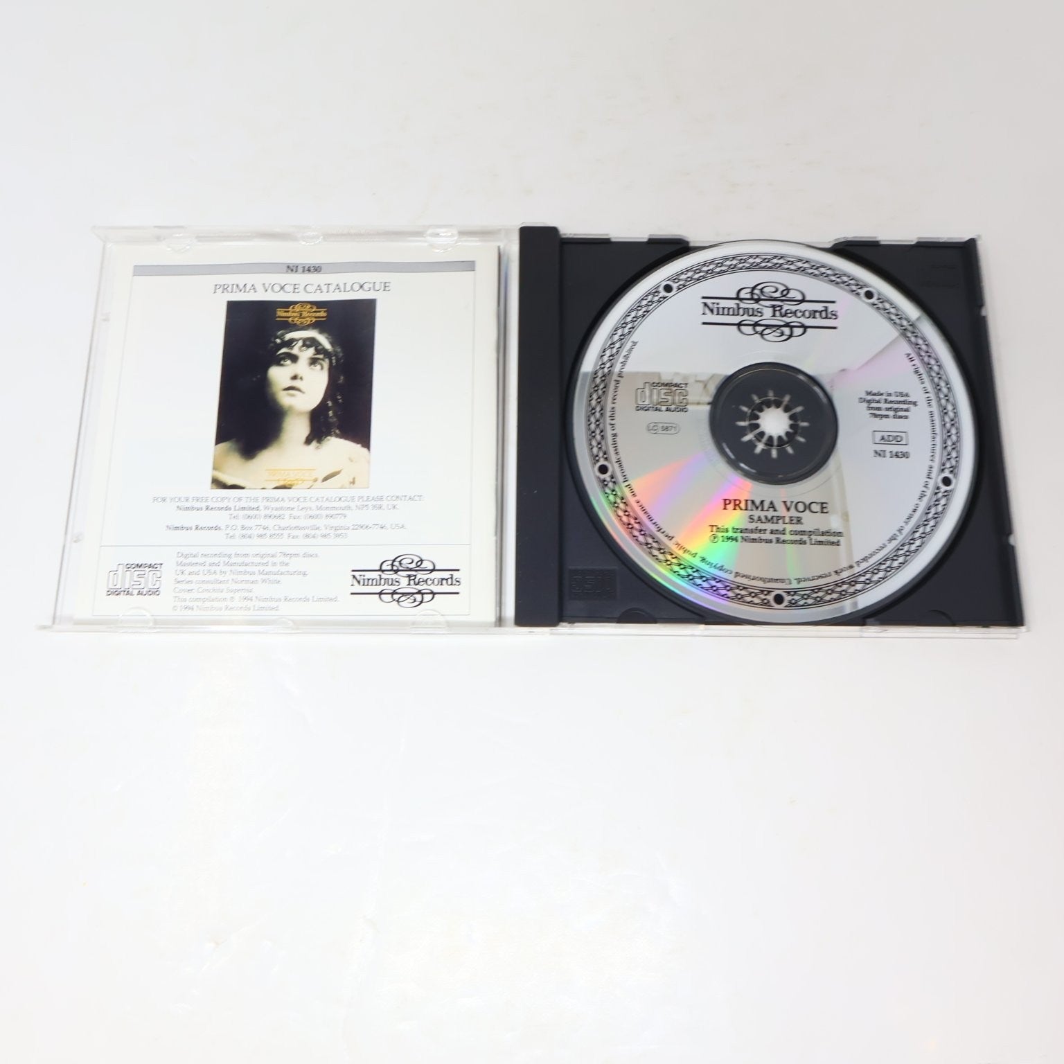 Nimbus Records Prima Voce Sampler CD 1994 Classical Vocal Compilation