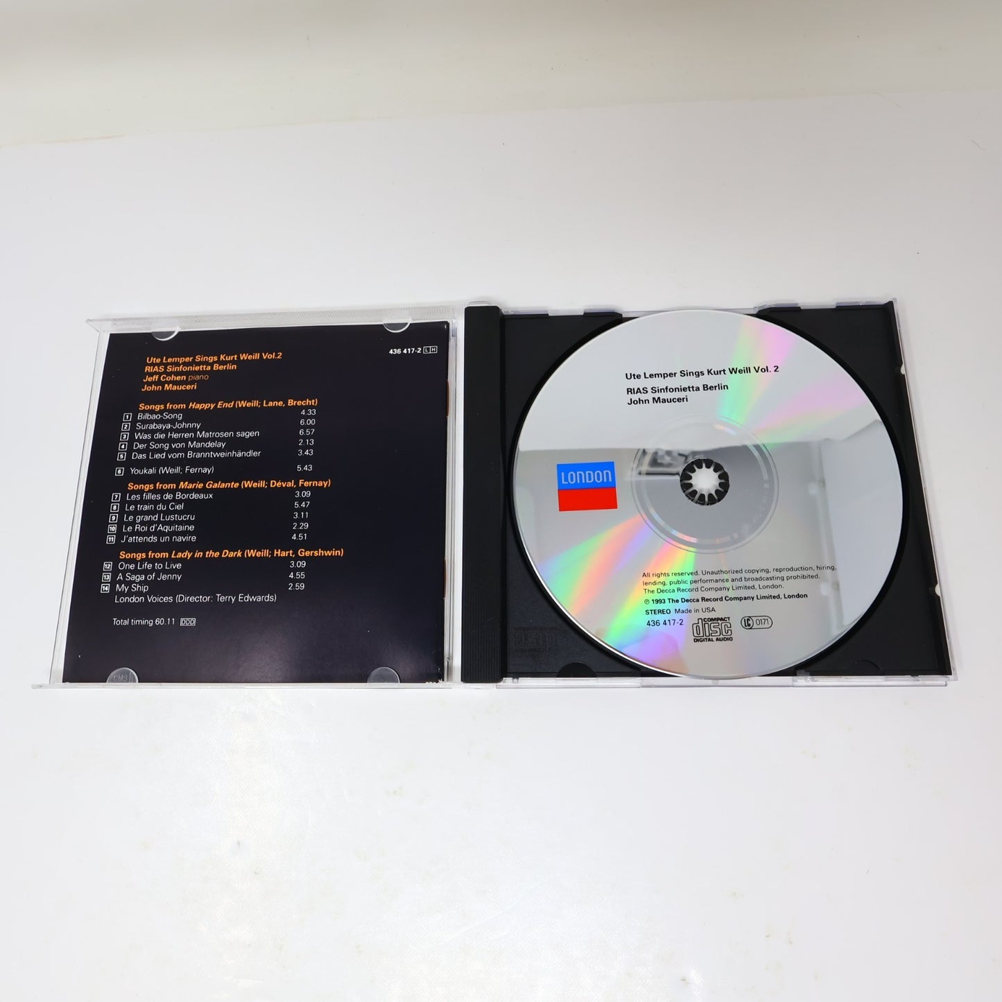 Ute Lemper Sings Kurt Weill Volume 2 CD 1993 Jazz Pop Classical 90s