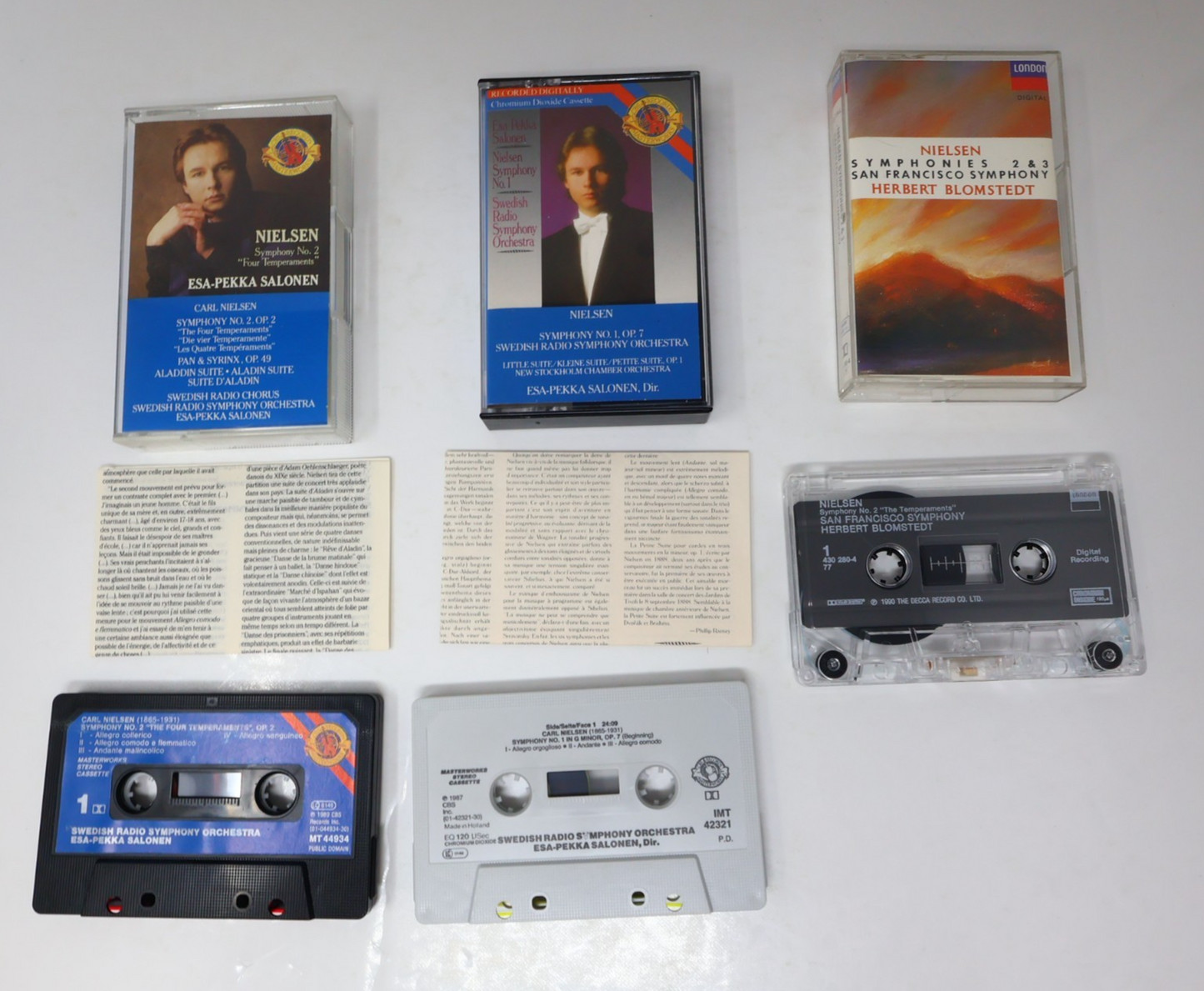 Carl Nielsen 3 Cassettes Lot Symphonies #1-3 Esa-Pekka Salonen/Herbert Blomstedt