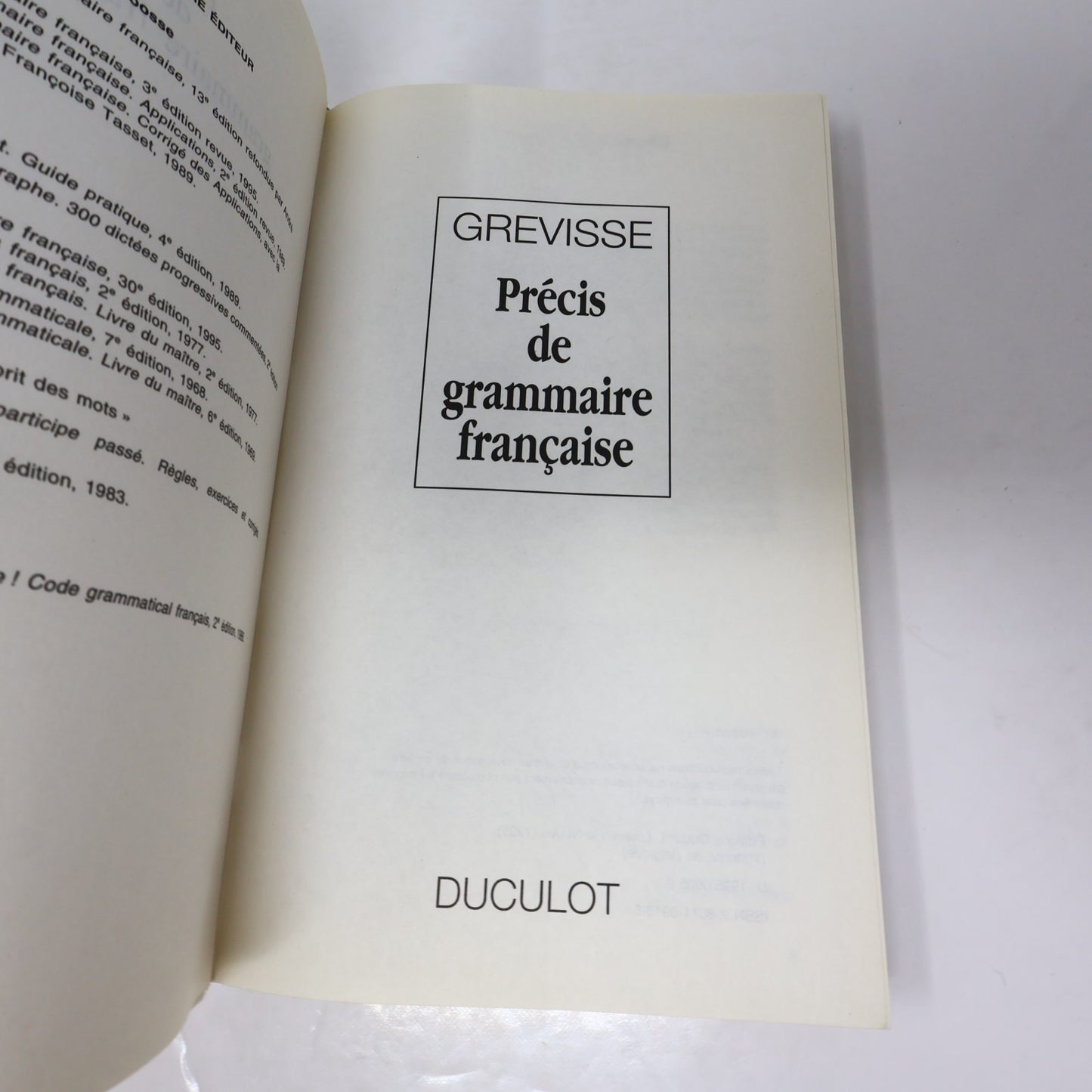 Précis de Grammaire Française Maurice-Grevisse Duculot 1995 PB French Éducation
