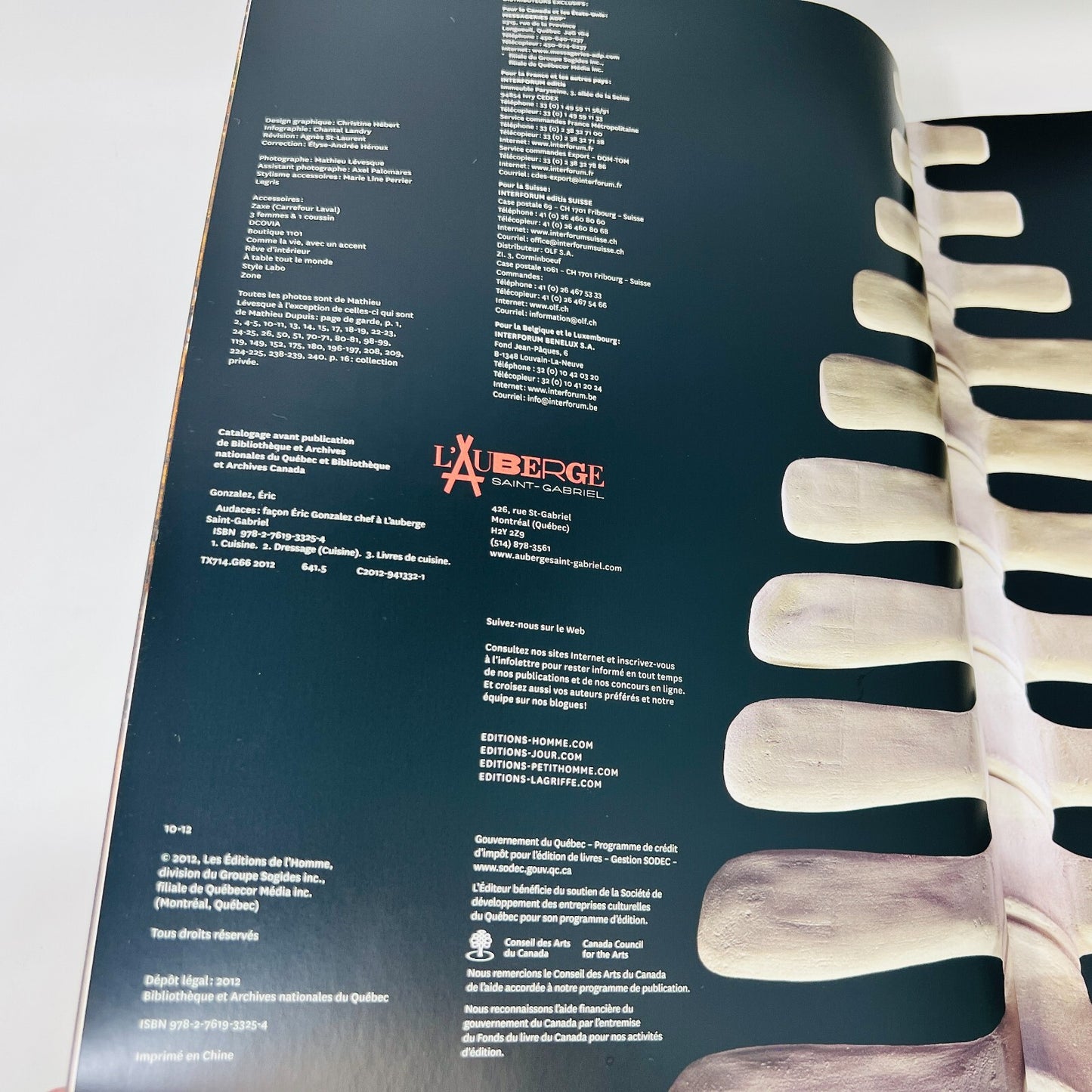 Audaces Façon Éric Gonzalez Chef Auberge Saint-Gabriel Livre Recettes Cuisine
