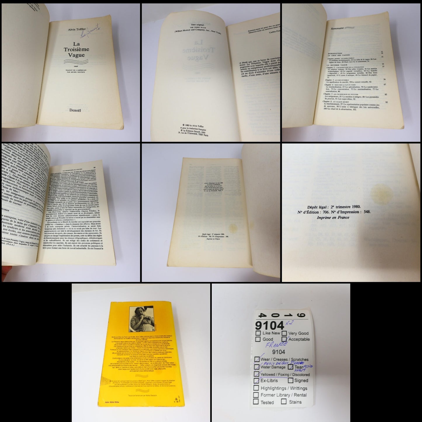Alvin Toffler Lot 2 Livres Le Choc du Futur/La 3Ème Vague Société Histoire PB