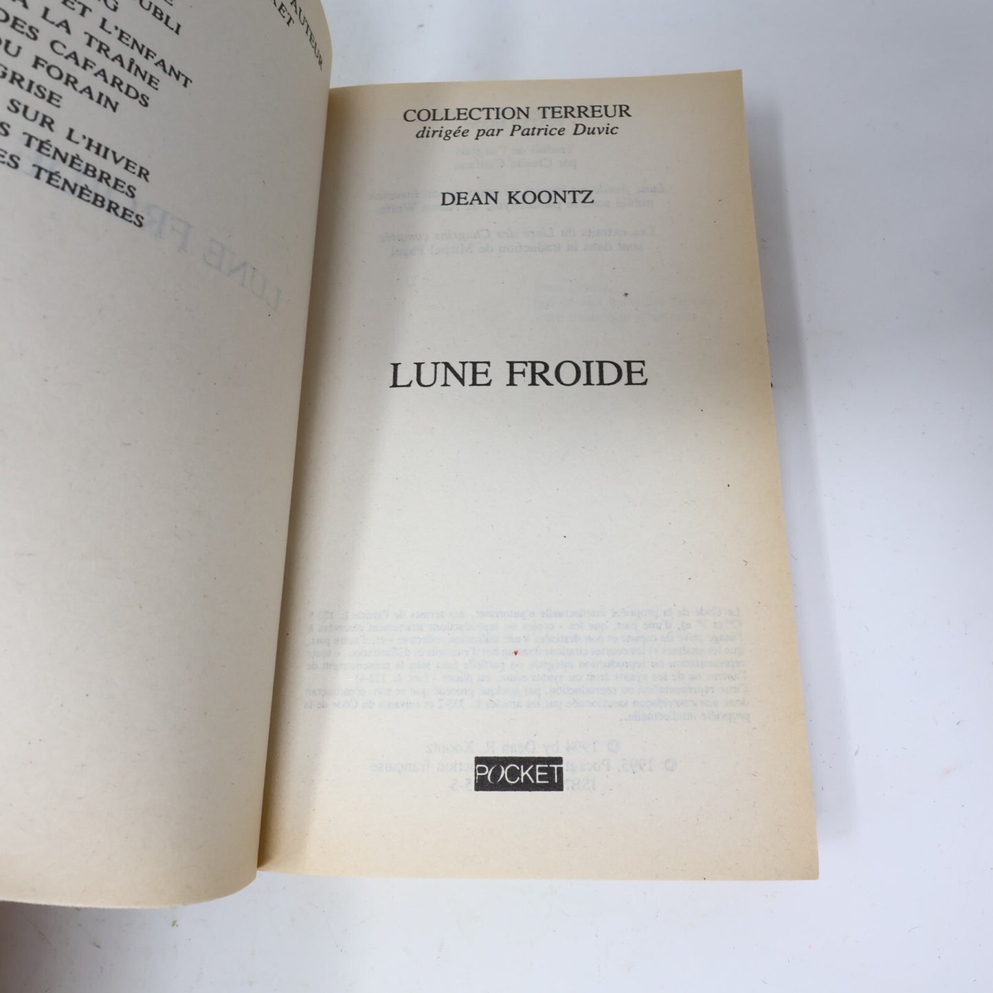 Dean Koontz Lot 4 Livres Yeux des Ténébres/Lune Froide/Nuit des Cafards Français