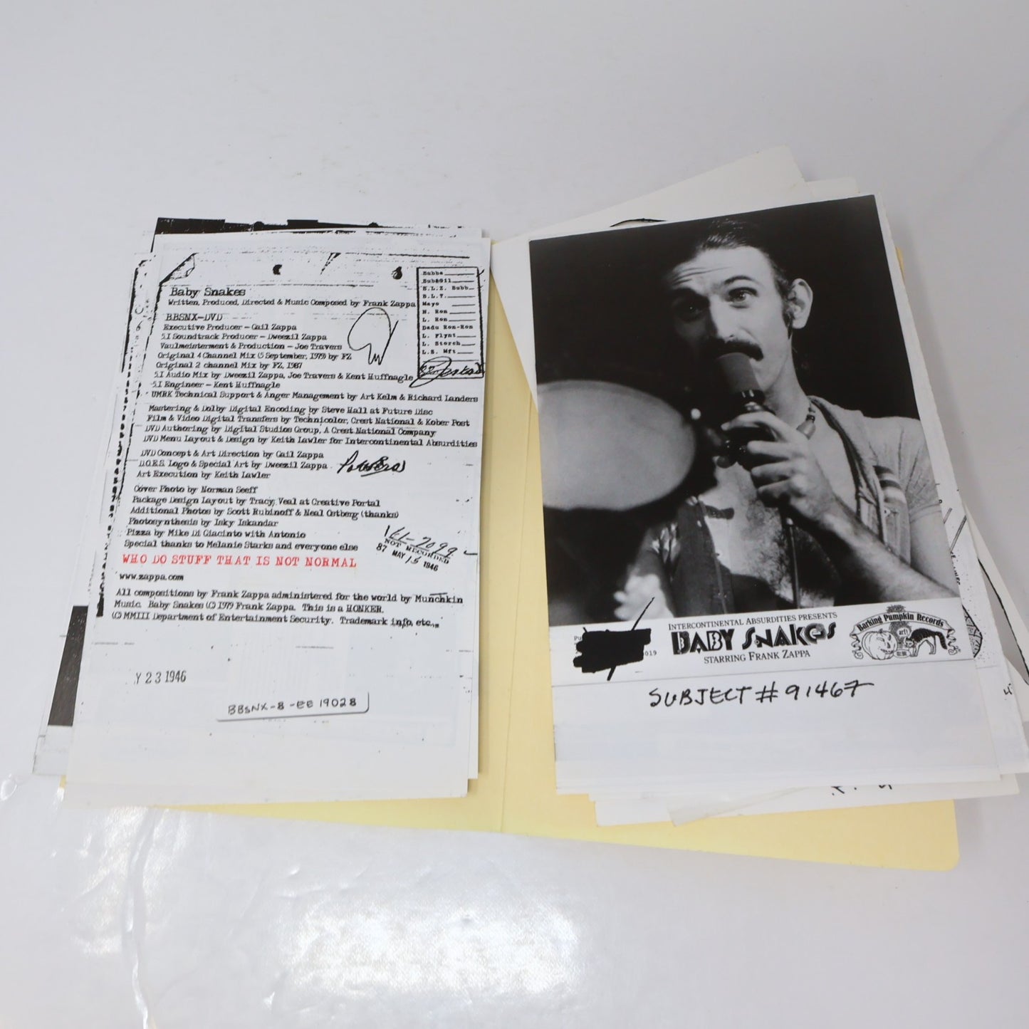 Baby Snakes DVD Frank Zappa NTSC 2003 Tested With Inserts - Missing Glasses 4:3