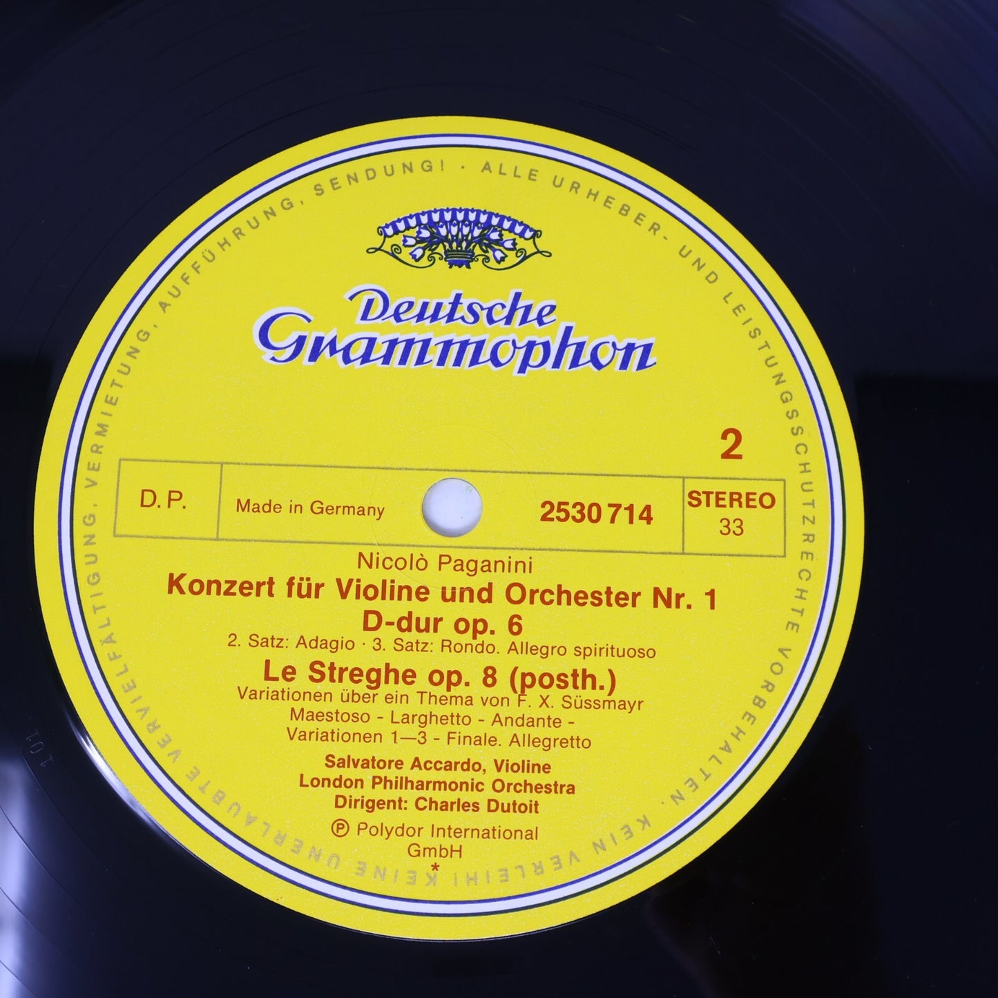 Paganini/Accardo Concerto per Violino Le Streghe Charles Dutoit Record 2530 714