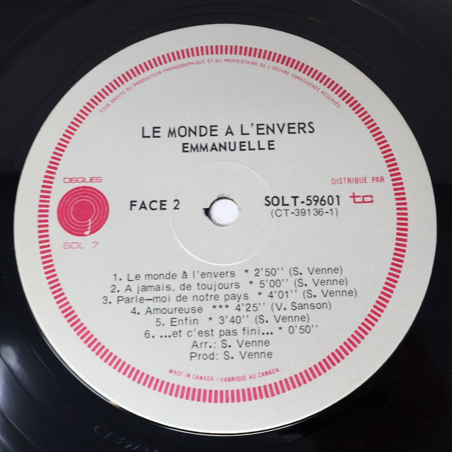 Emmanuëlle Lot 2 Disques Chanter Pour Vivre/Monde À L'Envers Emmanuelle Record