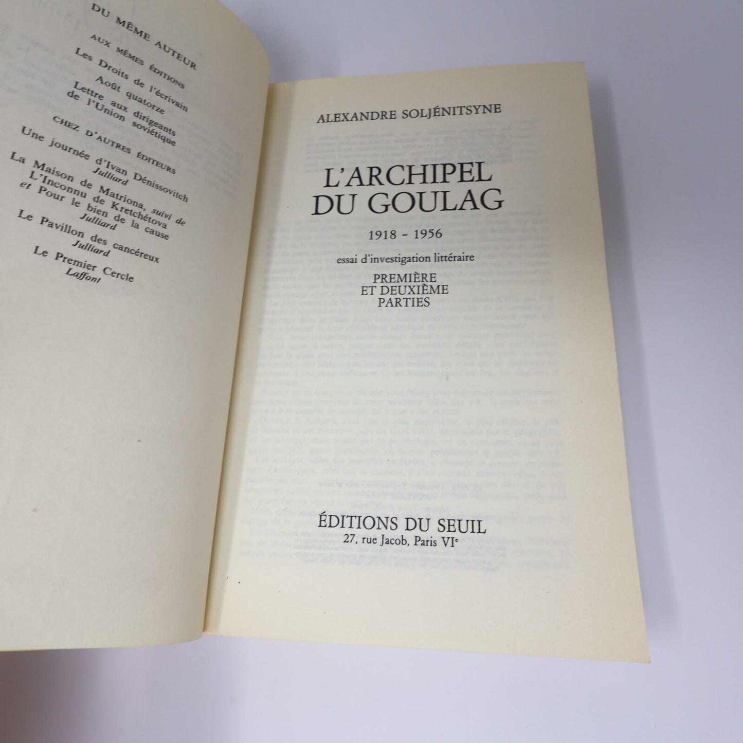 Alexandre Soljénitsyne Lot 5 Livres L'Archipel du Goulag #1-2/Chêne et le Veau