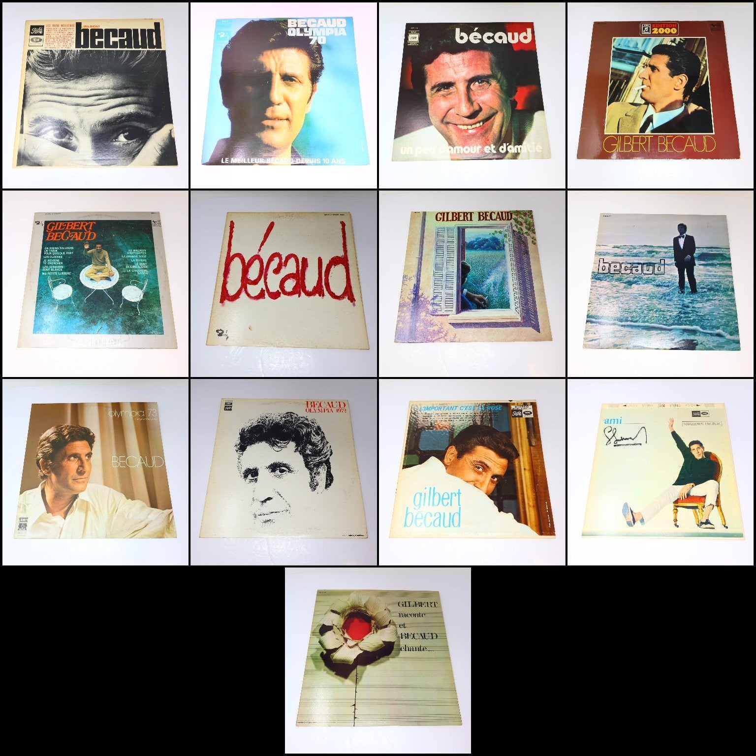 Gilbert Bécaud Lot 13 Disques Record Olympia/Ami/L'Important C'est La Rose 70s