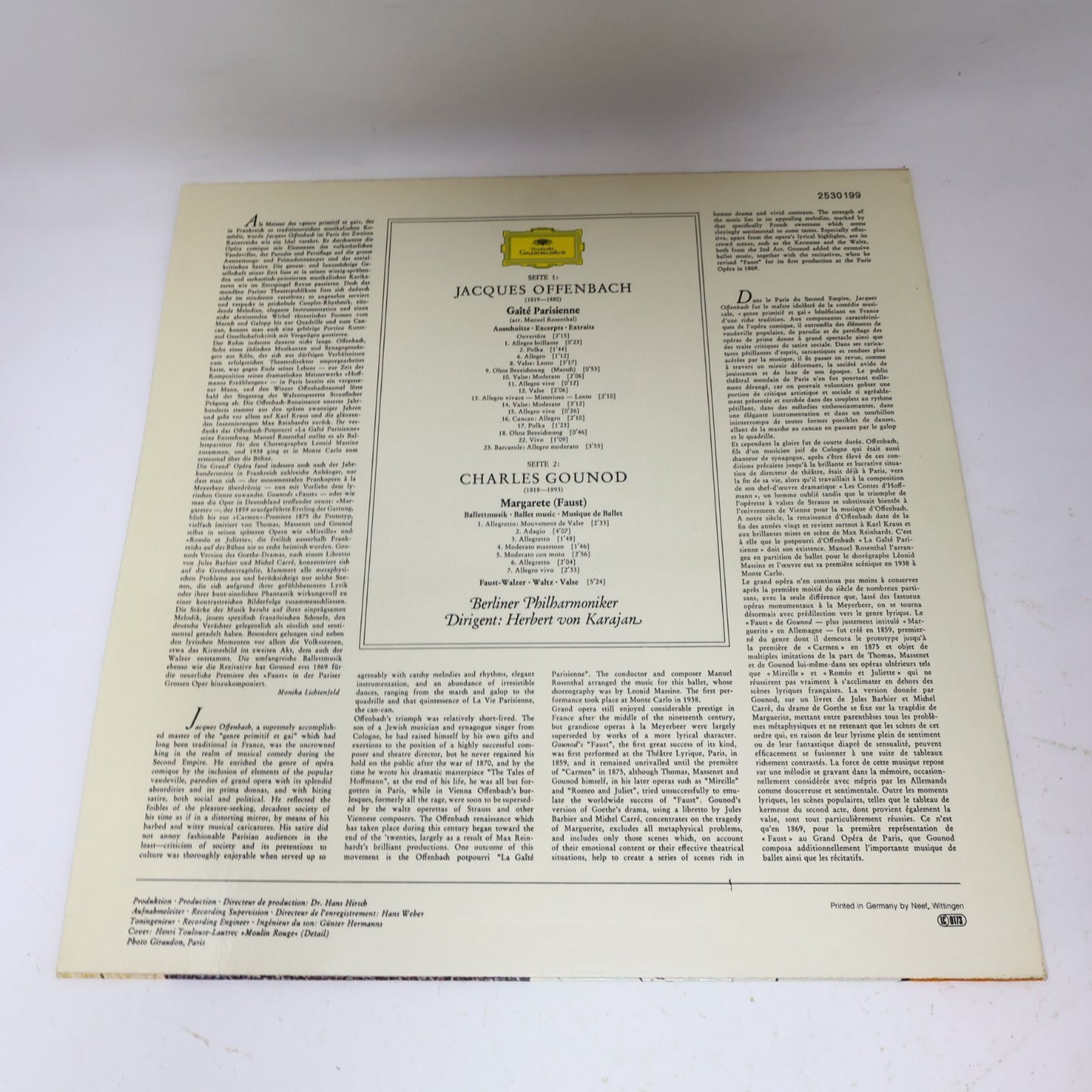 Von Karajan Offenbach Gounod Gaîté Parisienne Ballettmusik Und Record 2530 199