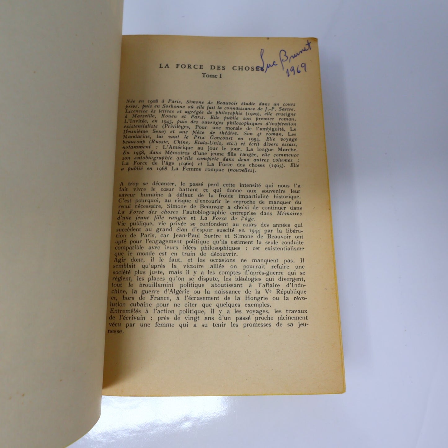 Simone de Beauvoir Lot 4 Livres La Force des Choses 1-2/Les Mandarins 1-2 Roman