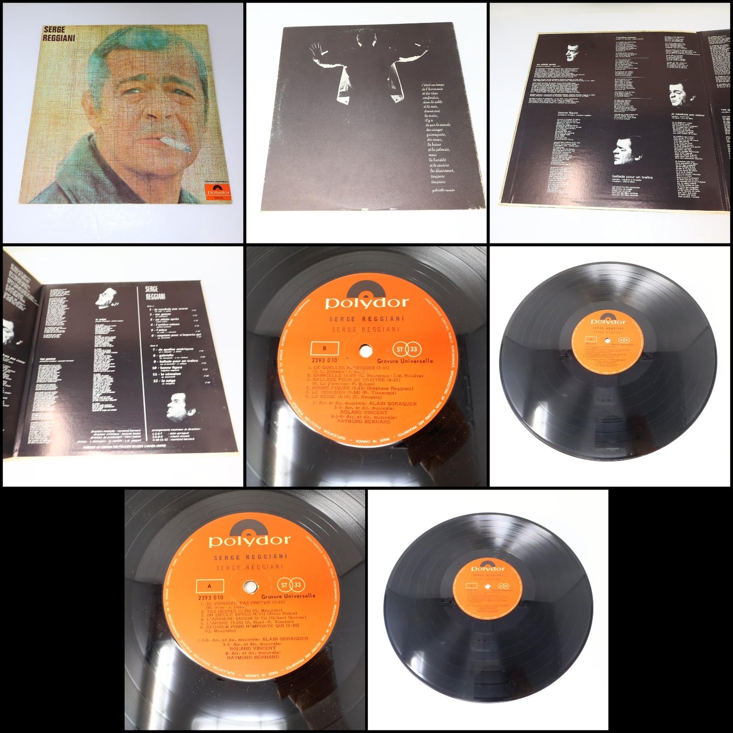 Serge Reggiani Lot 4 Disques Record Bon A Tirer/Éponyme Polydor Canada 70s VG+