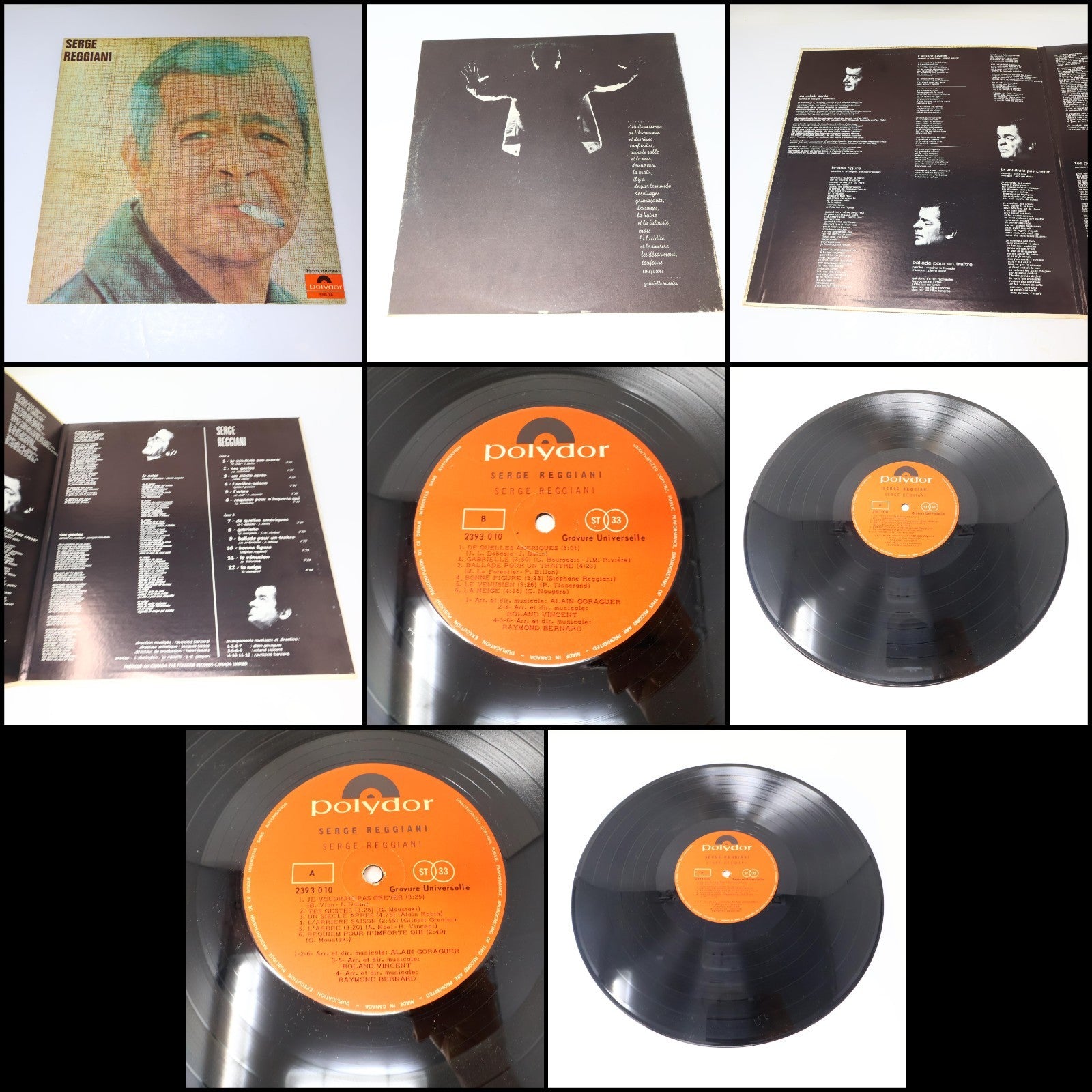 Serge Reggiani Lot 4 Disques Record Bon A Tirer/Éponyme Polydor Canada 70s VG+