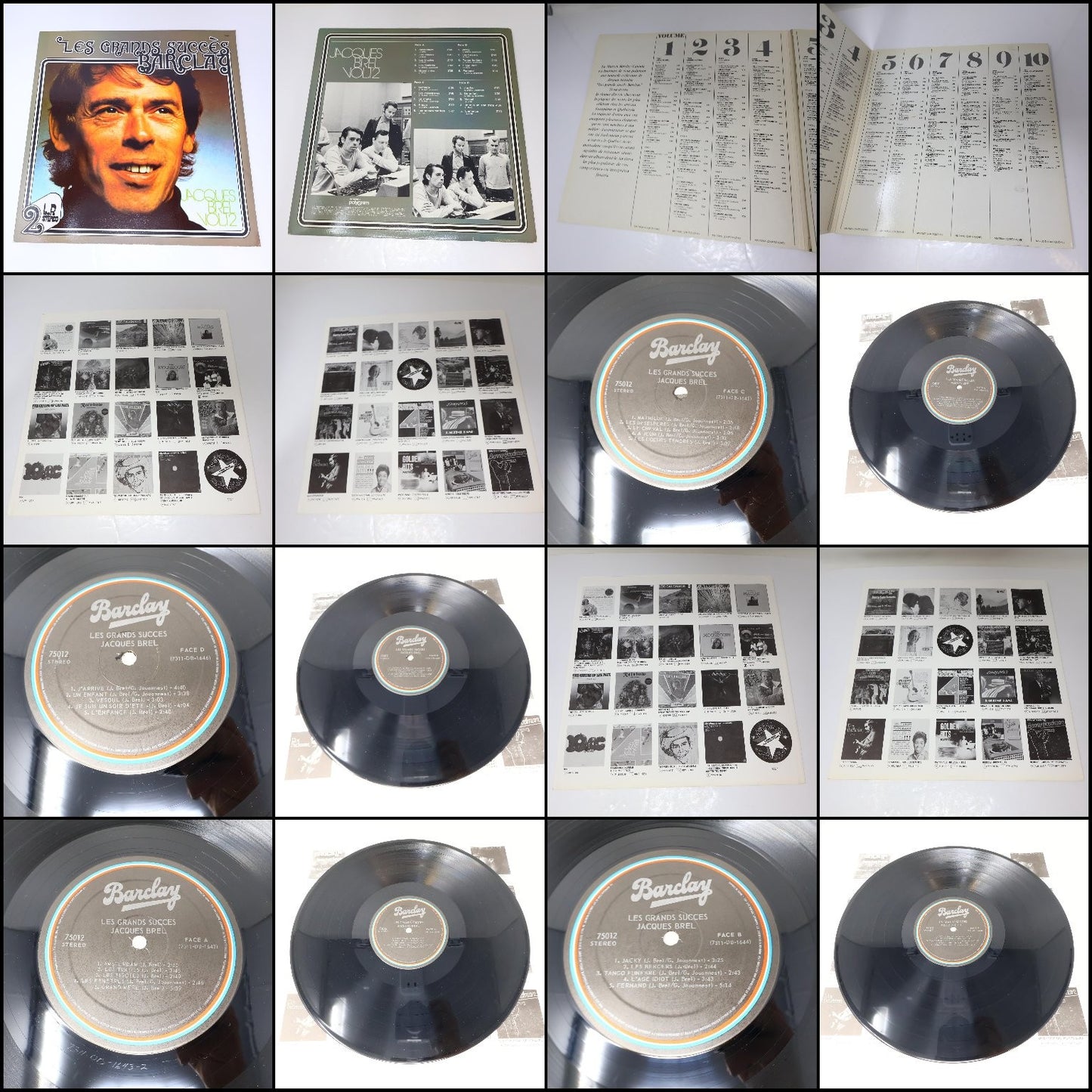 Jacques Brel Lot 11 Disques LP Record Les Vieux/L'Homme de la Mancha/J'Arrive