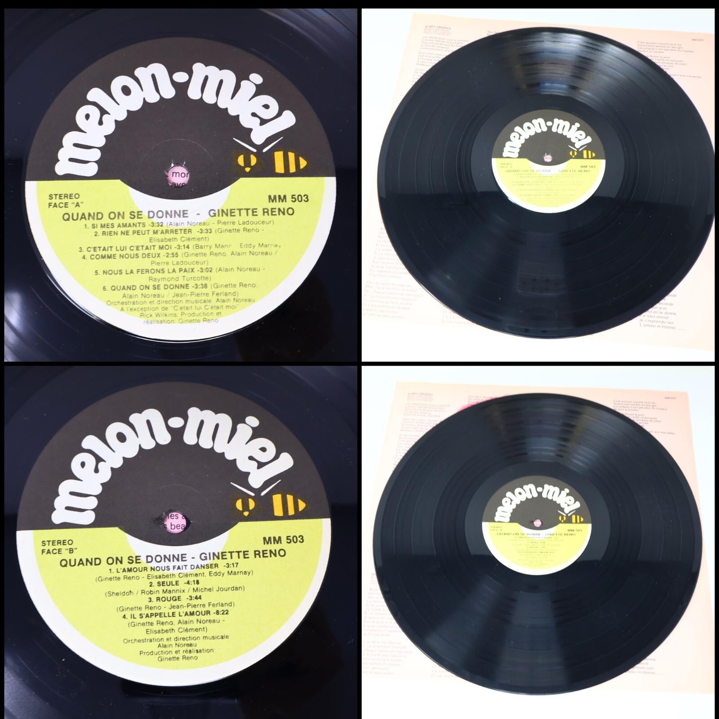 Ginette Reno Lot 6 Disques Record Aimons-nous/Quand On Se Donne/20 Grands Succès