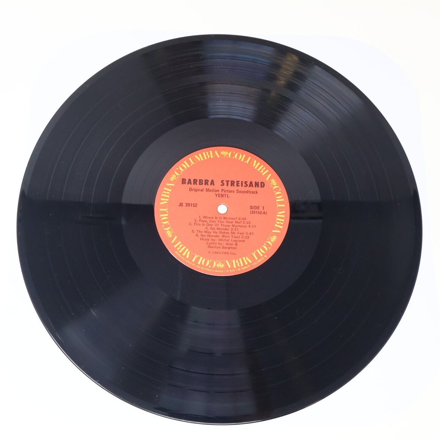 Barbra Streisand Yentl Movie Soundtrack LP Record Vinyl 1983 Columbia JS 3915