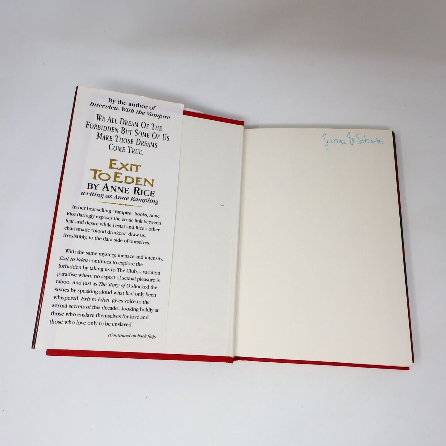 1985 Exit to Eden by Anne Rice as Anne Rampling Hardcover HC DJ Morrow 80s