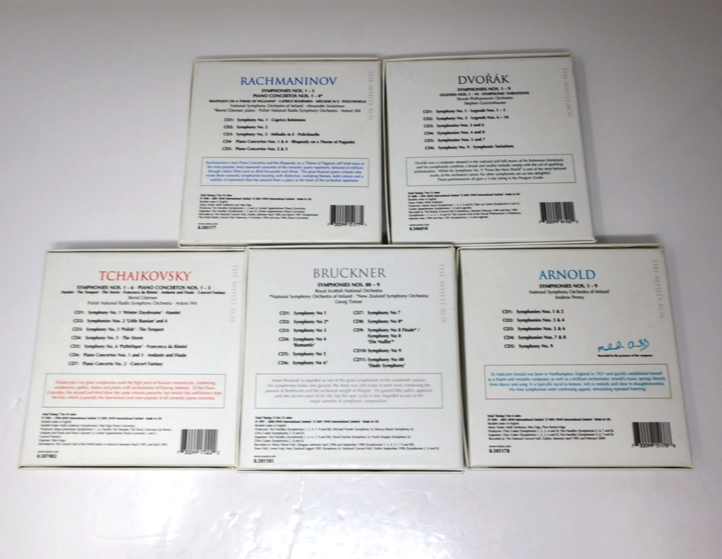 Naxos The Complete Symphonies 5 Box CD Lot Rachmaninov/Dvorak/Tchaikovsky/Arnold
